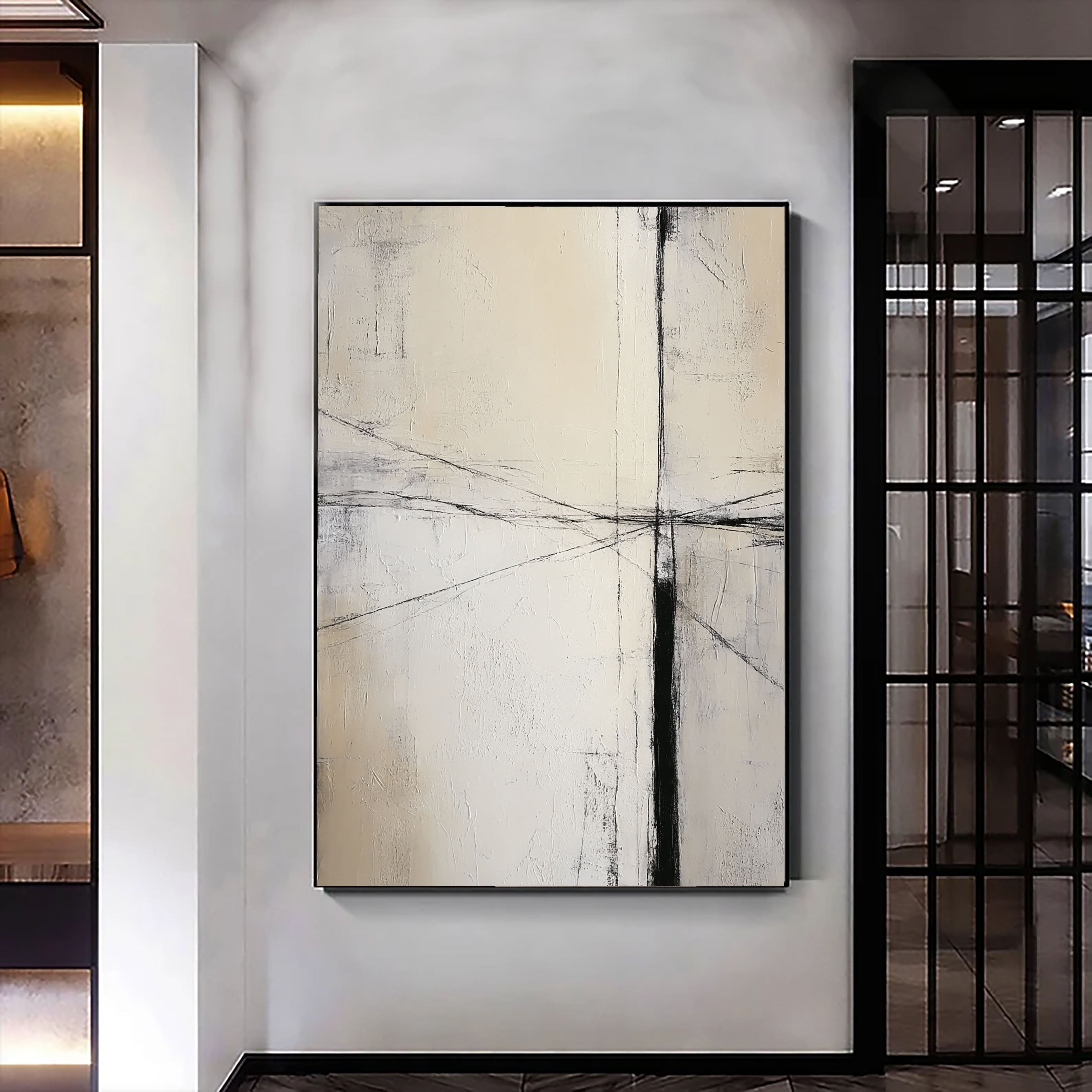 Textured Line Minimalism | Black Beige