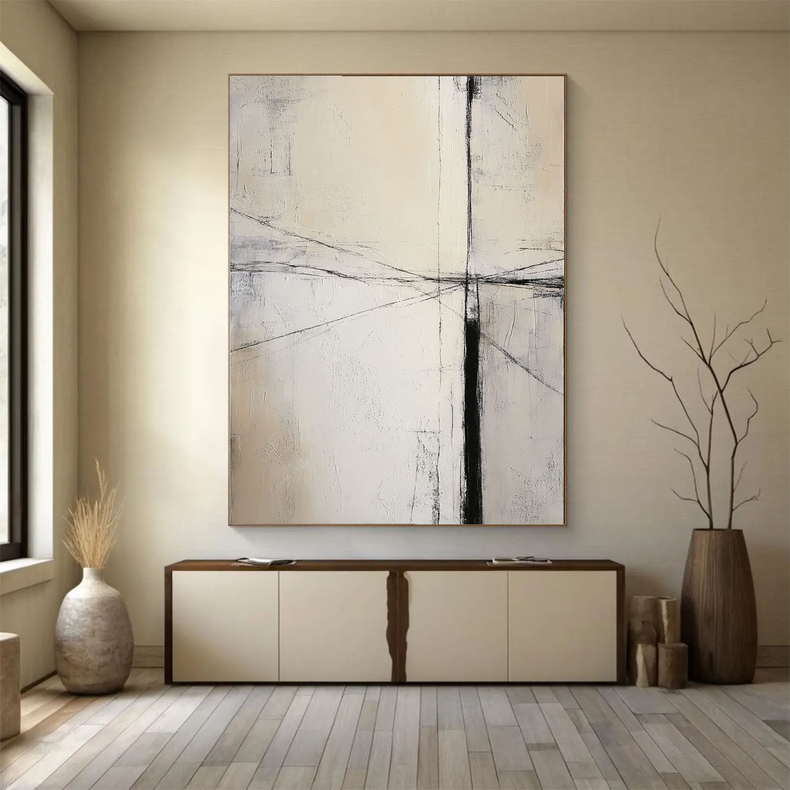 Textured Line Minimalism | Black Beige