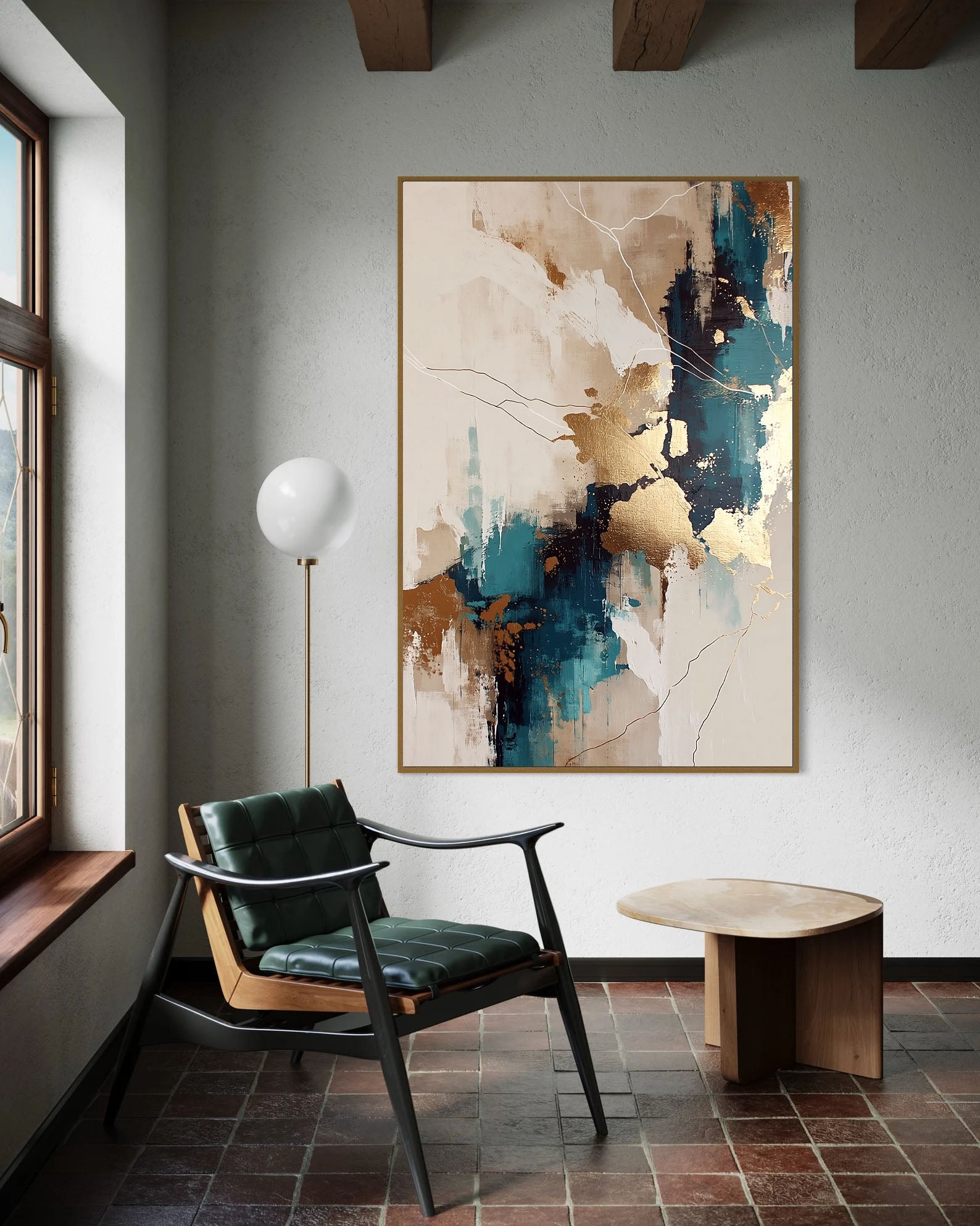 Gilded Teal Abstract | Luxe Veins