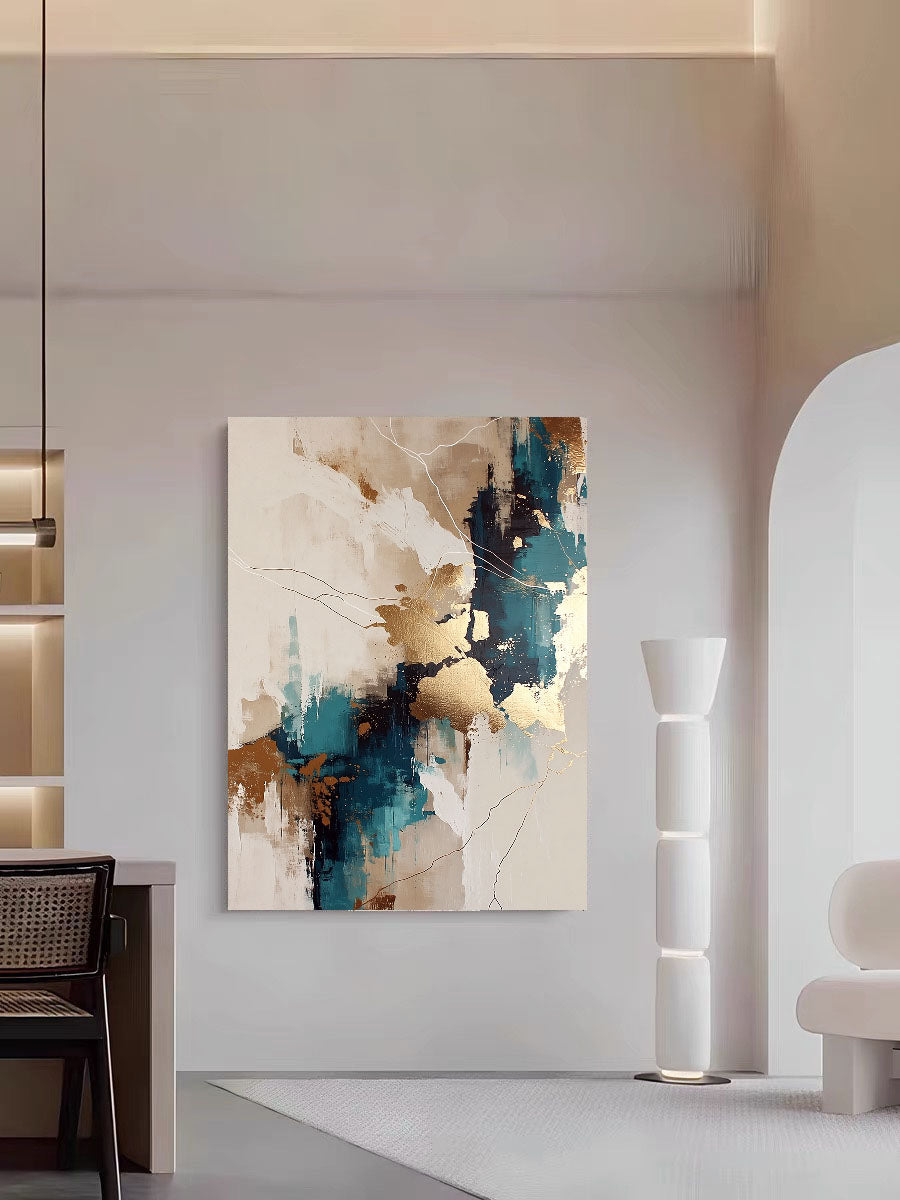 Gilded Teal Abstract | Luxe Veins