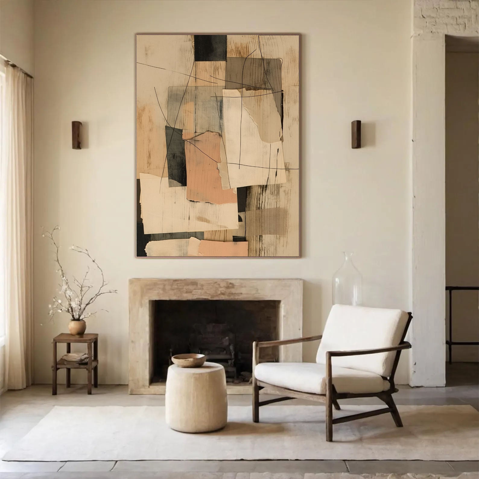 Layered Abstract Collage | Soft Neutral Harmony