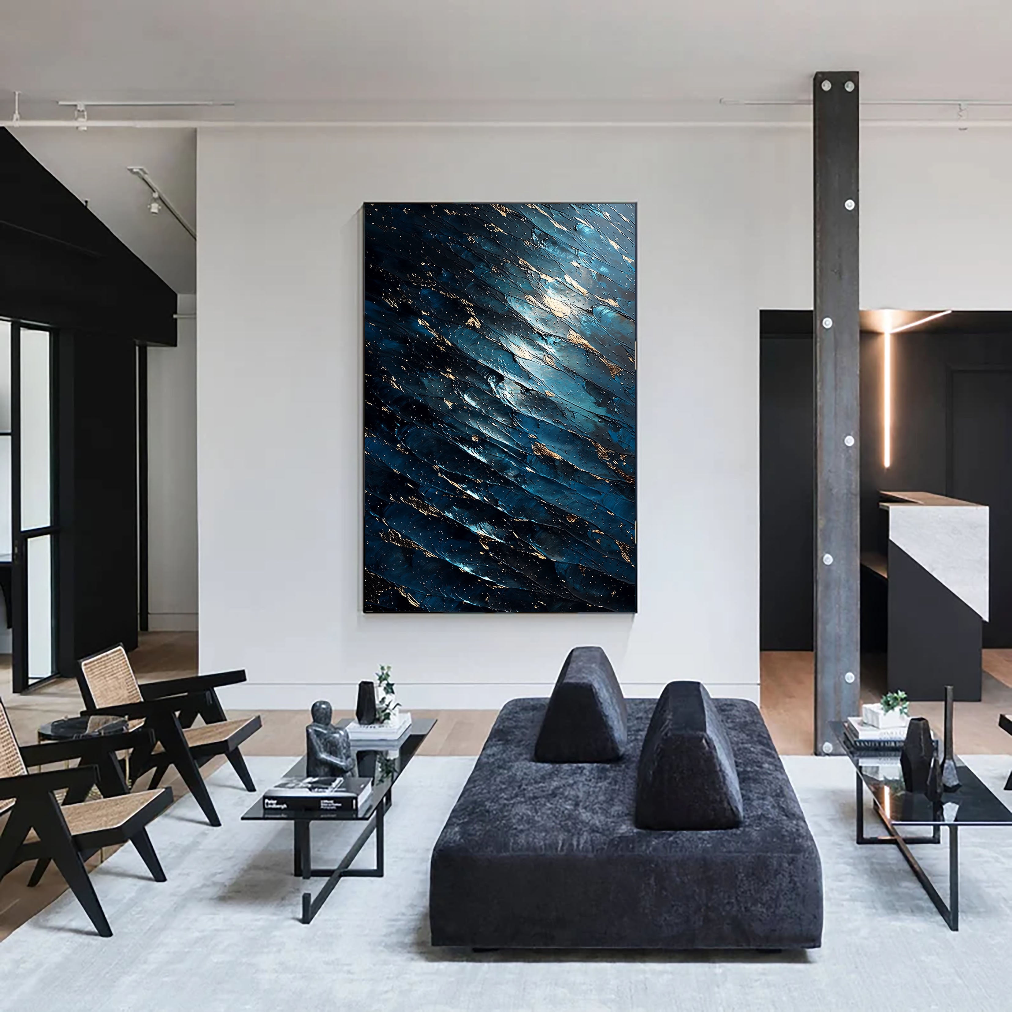 Textured Midnight Tide | Gilded Ripples