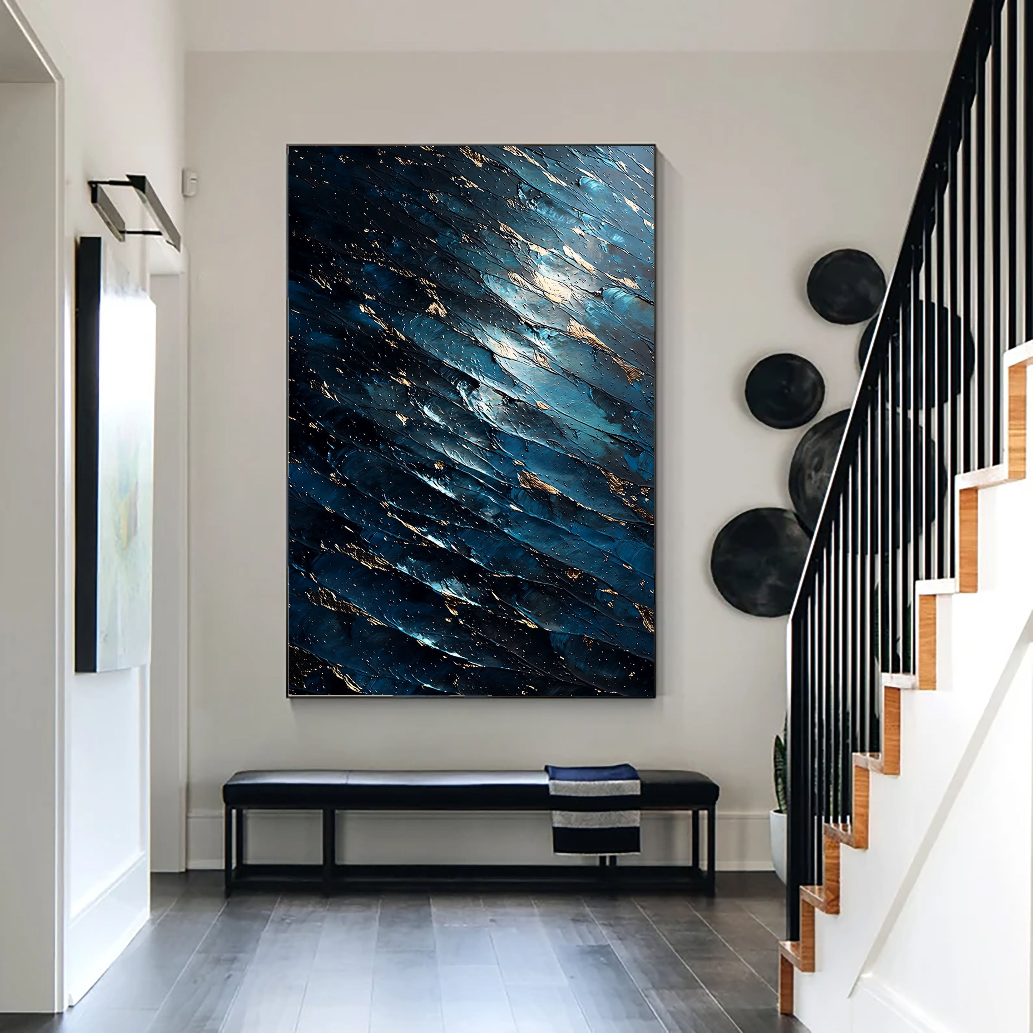 Textured Midnight Tide | Gilded Ripples
