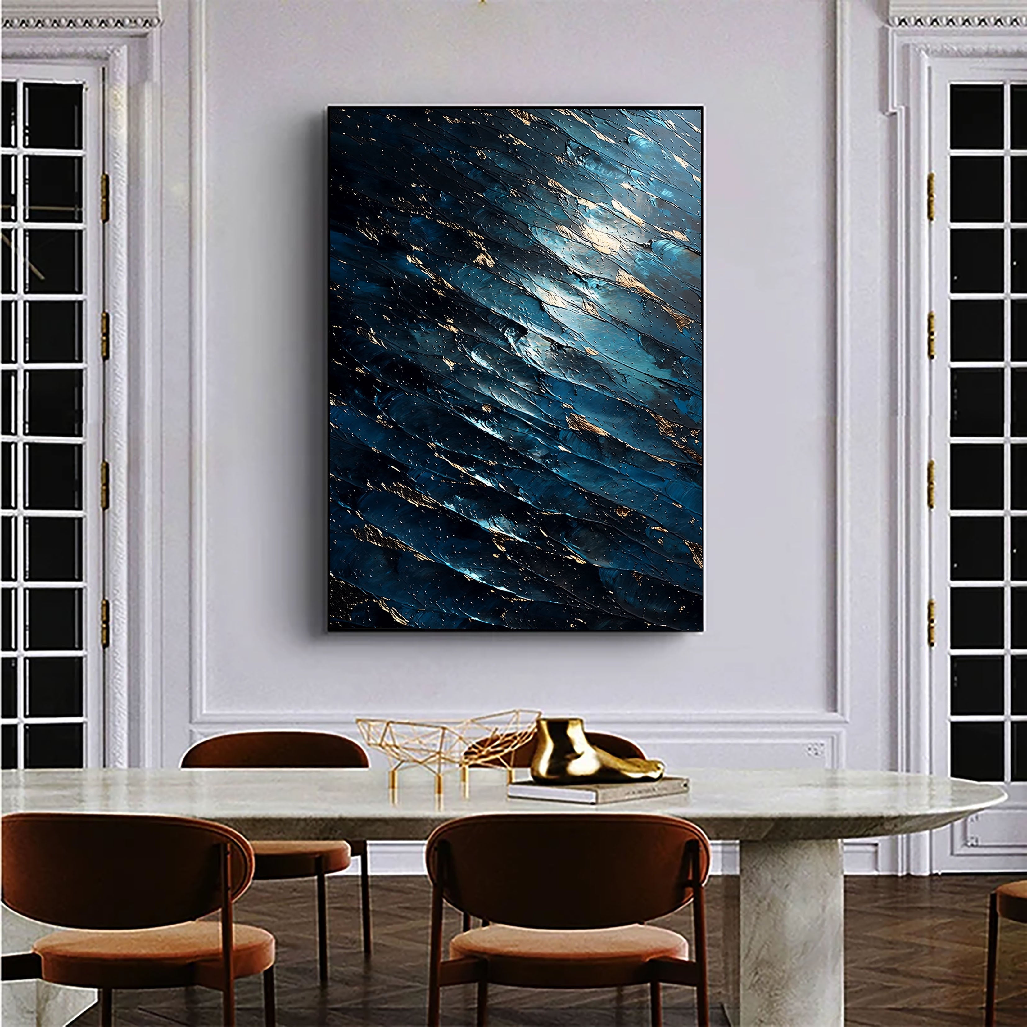 Textured Midnight Tide | Gilded Ripples