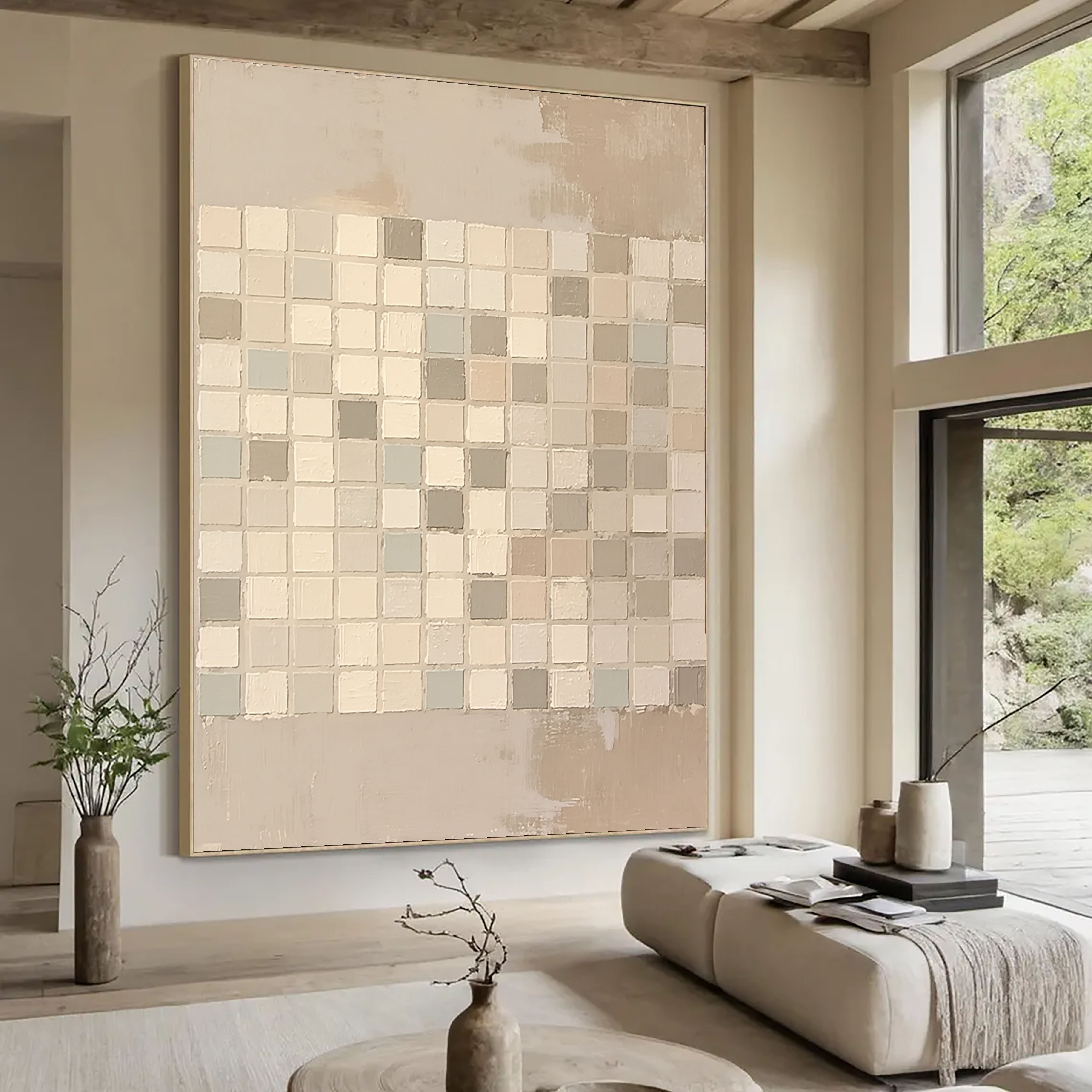 Neutral Grid Serenity | Mosaic Hues