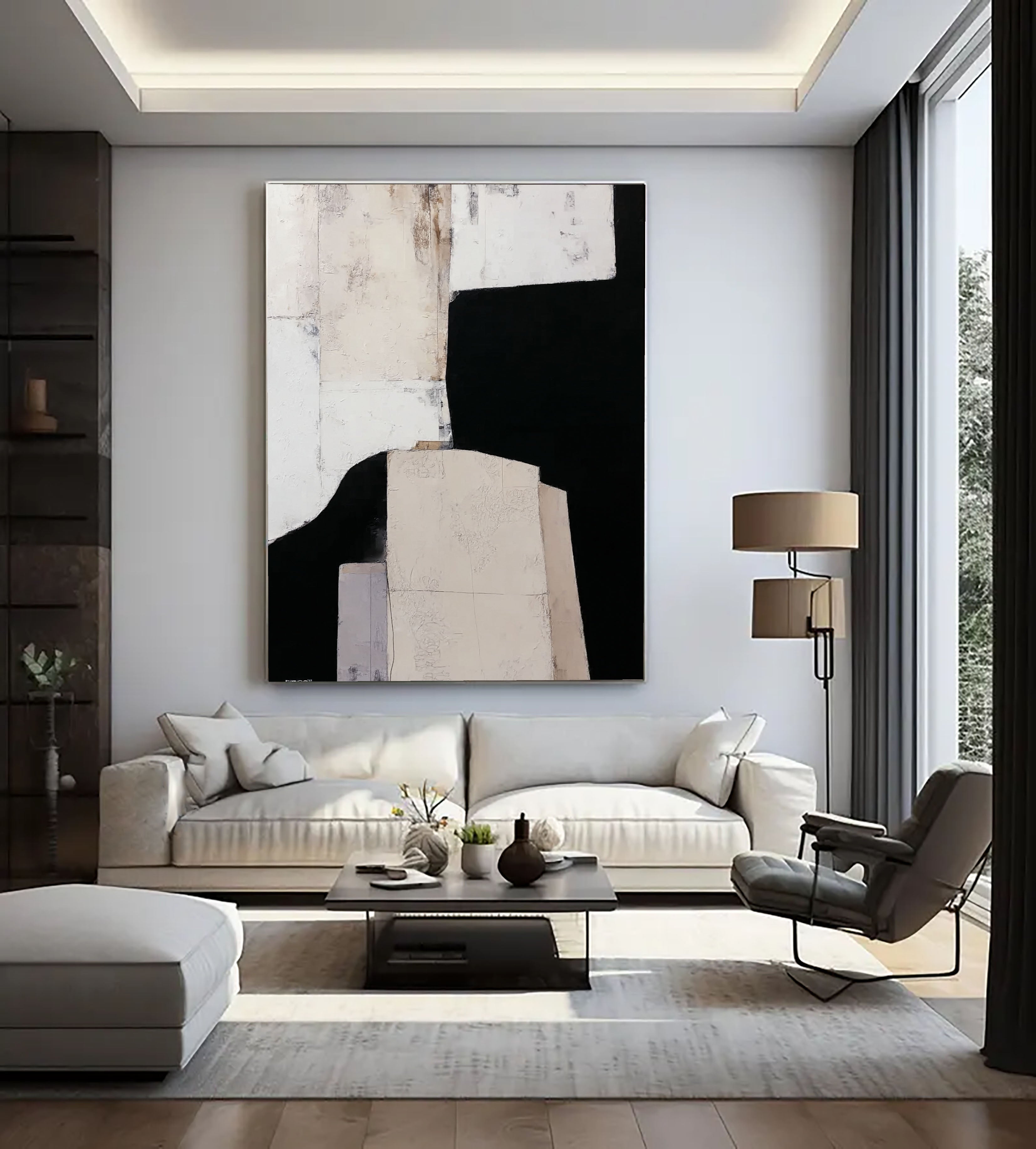 Textured Abstract Elegance | Black Beige