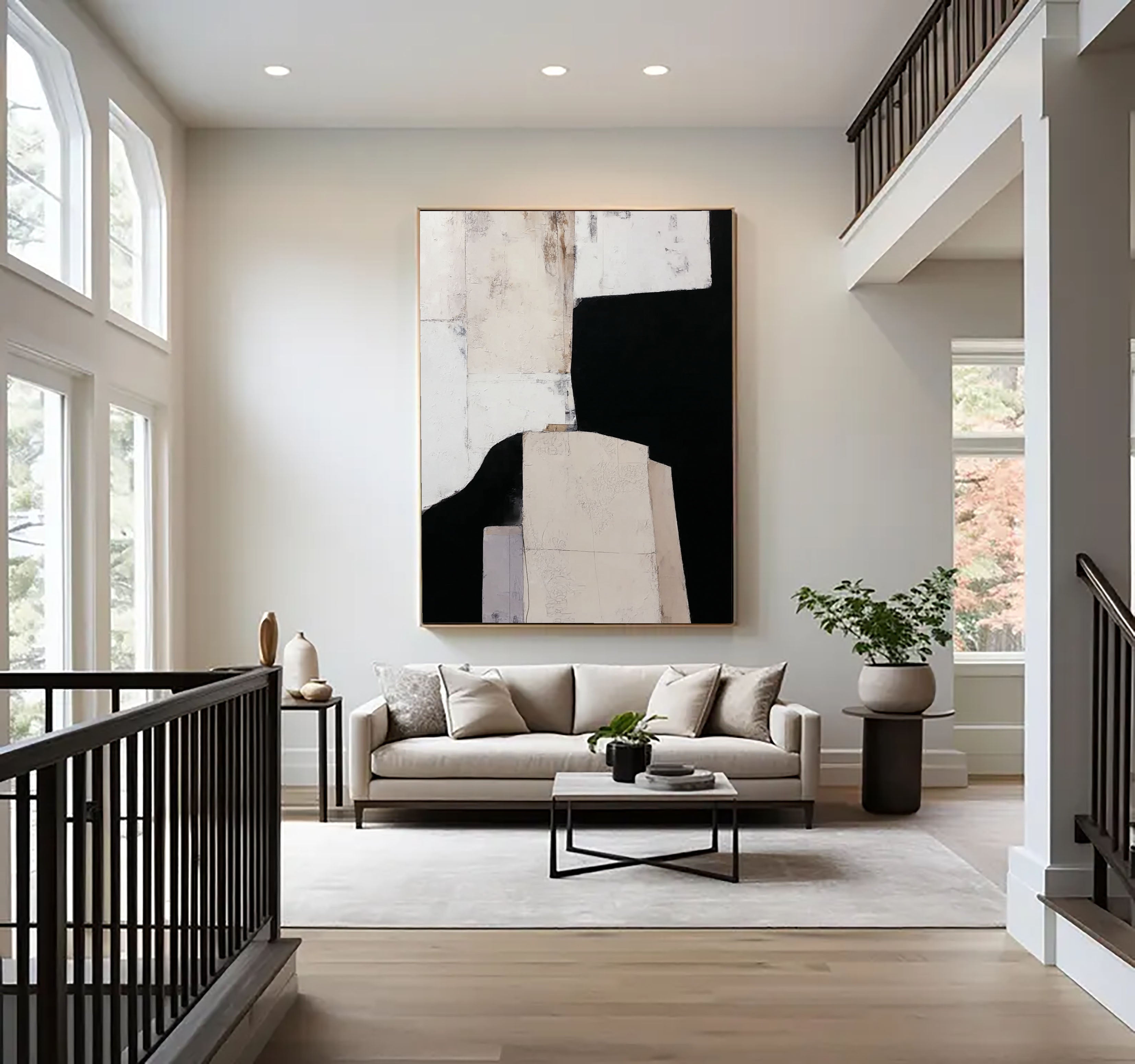 Textured Abstract Elegance | Black Beige