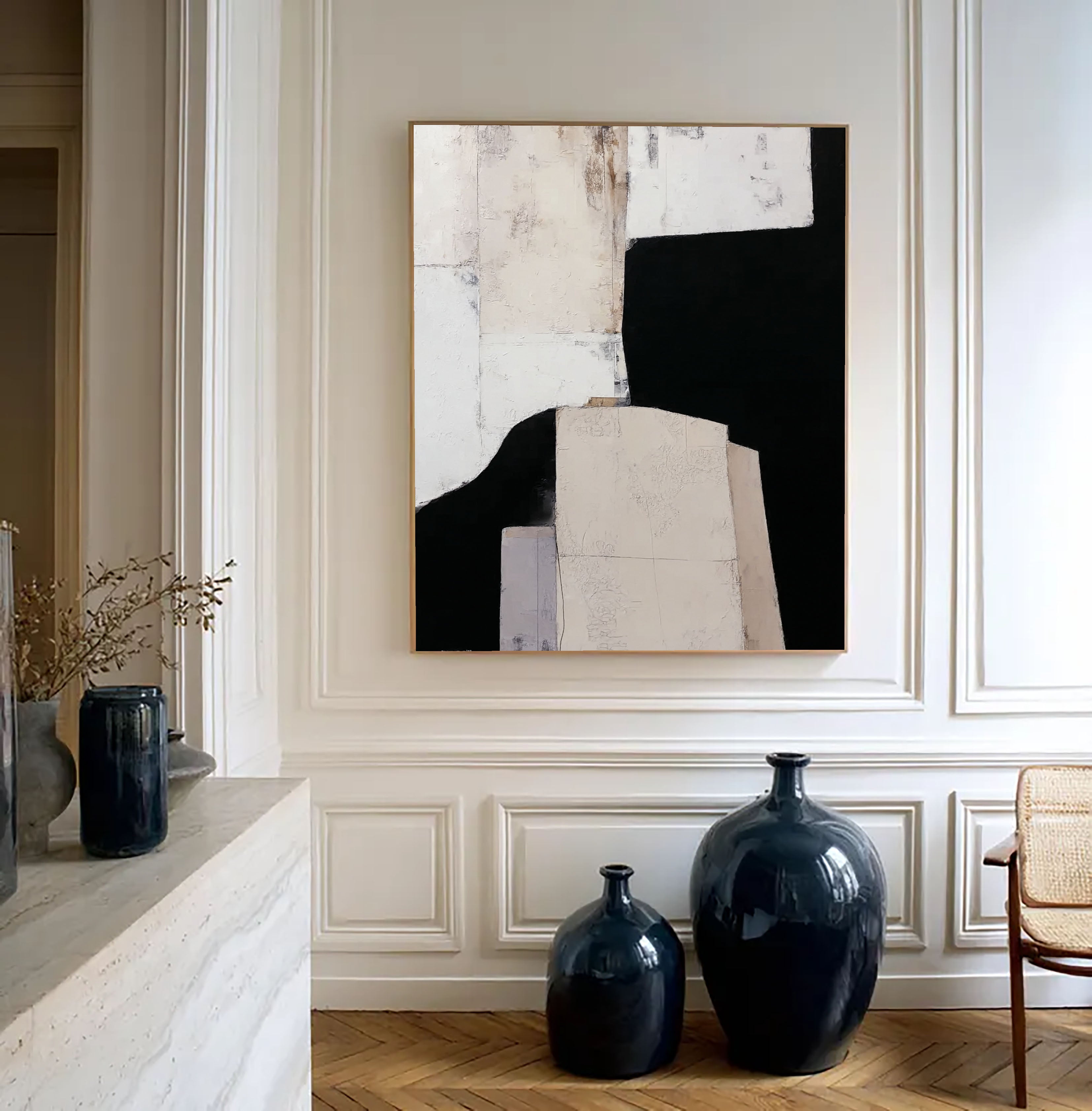 Textured Abstract Elegance | Black Beige