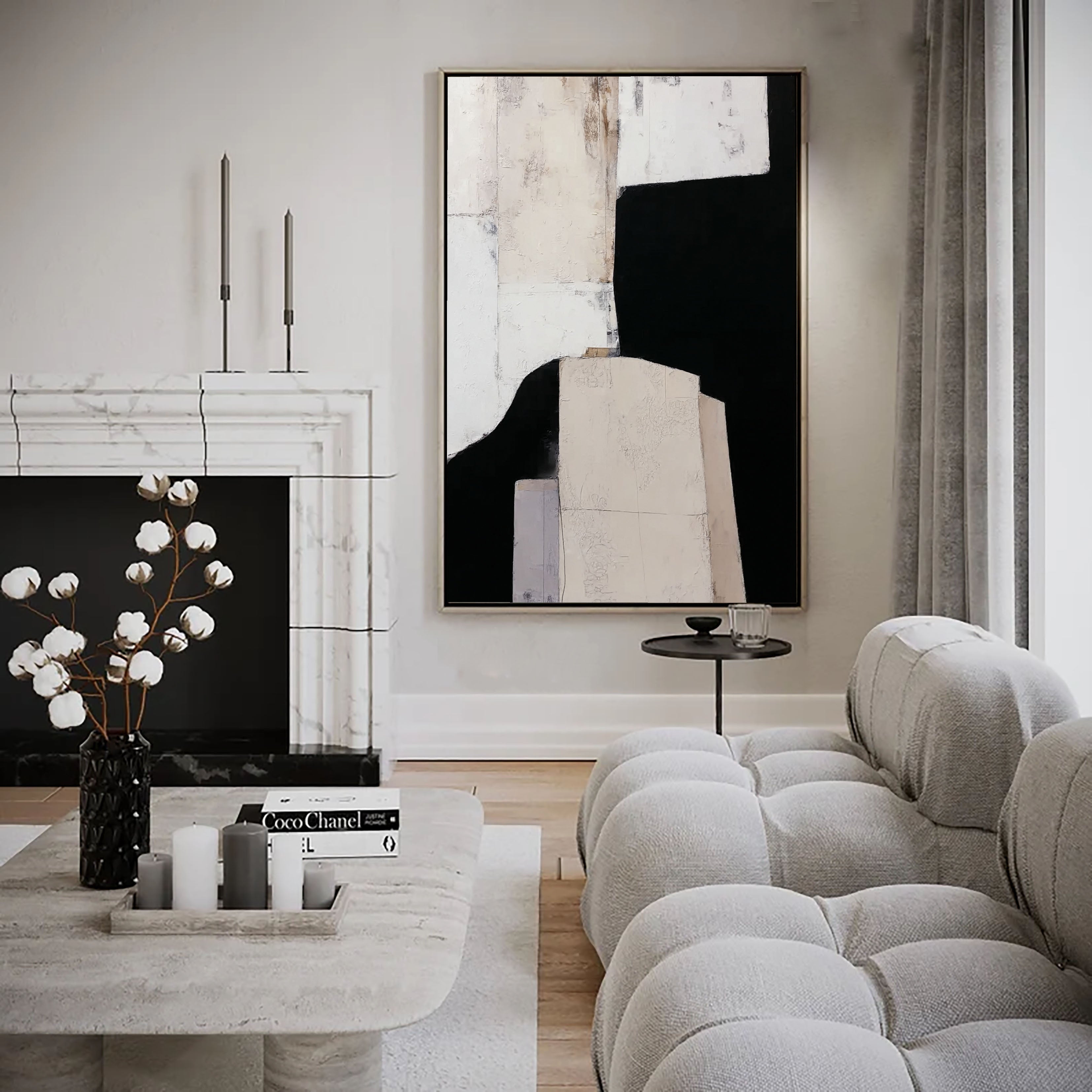 Textured Abstract Elegance | Black Beige