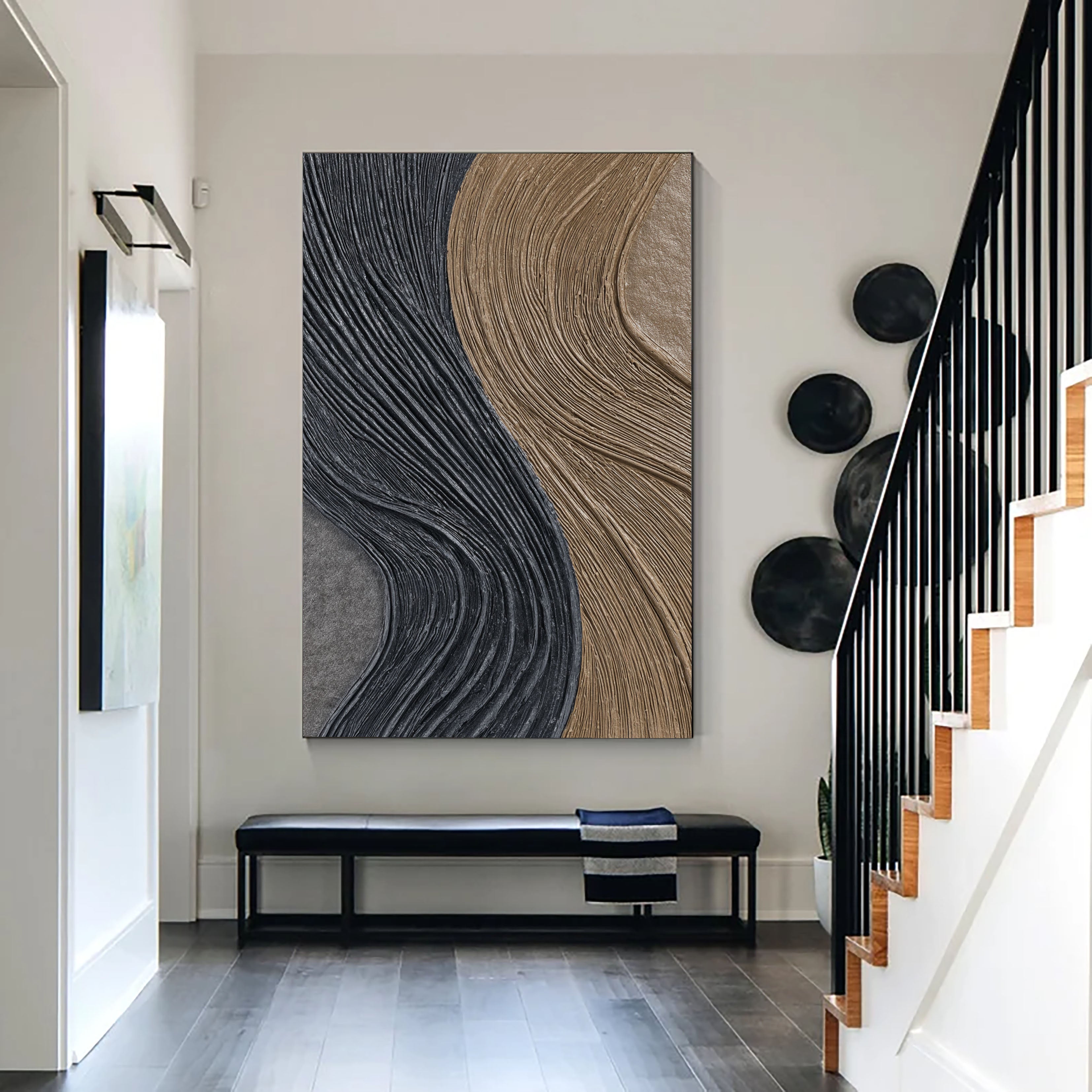 Textured Fluid Strands | Noir Taupe
