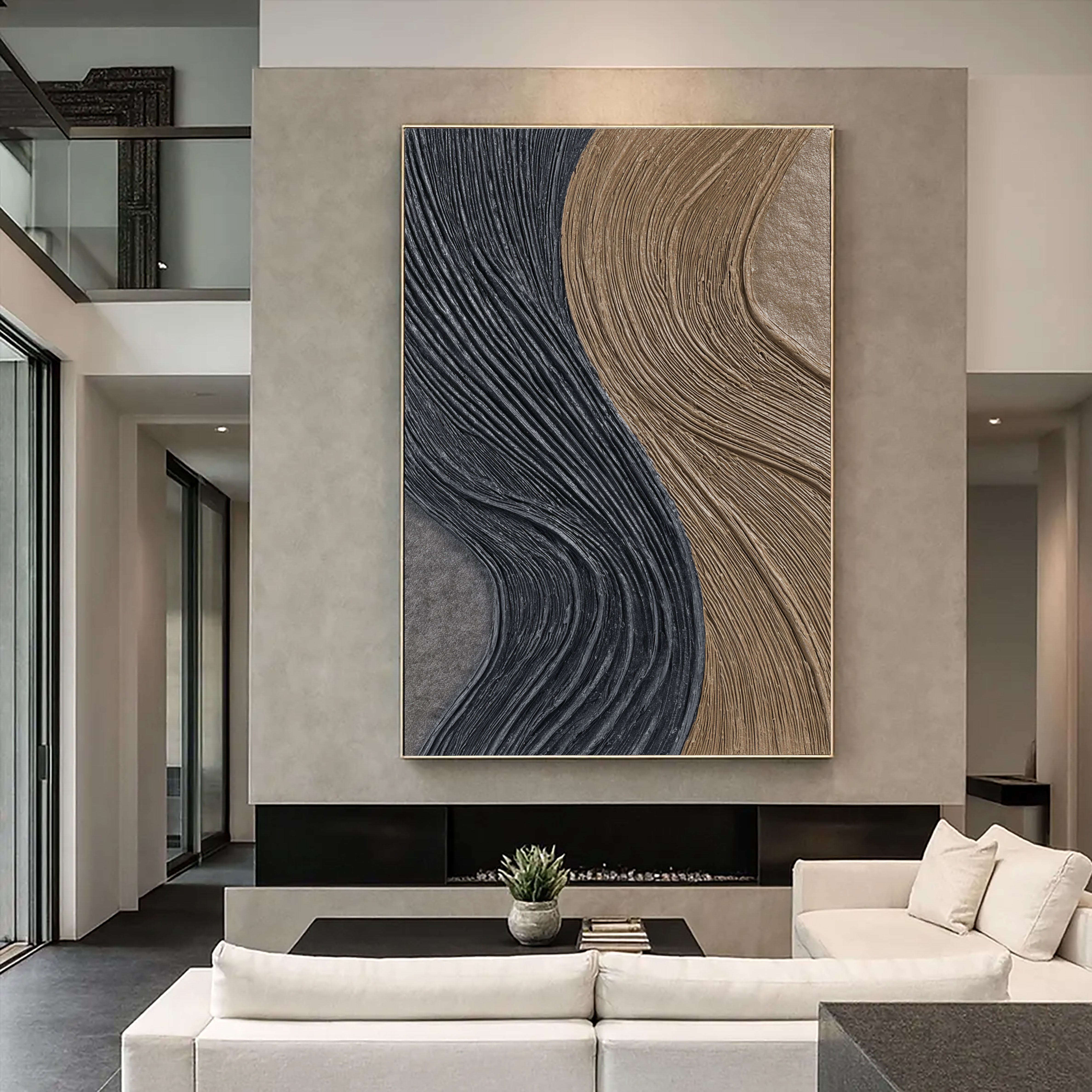 Textured Fluid Strands | Noir Taupe