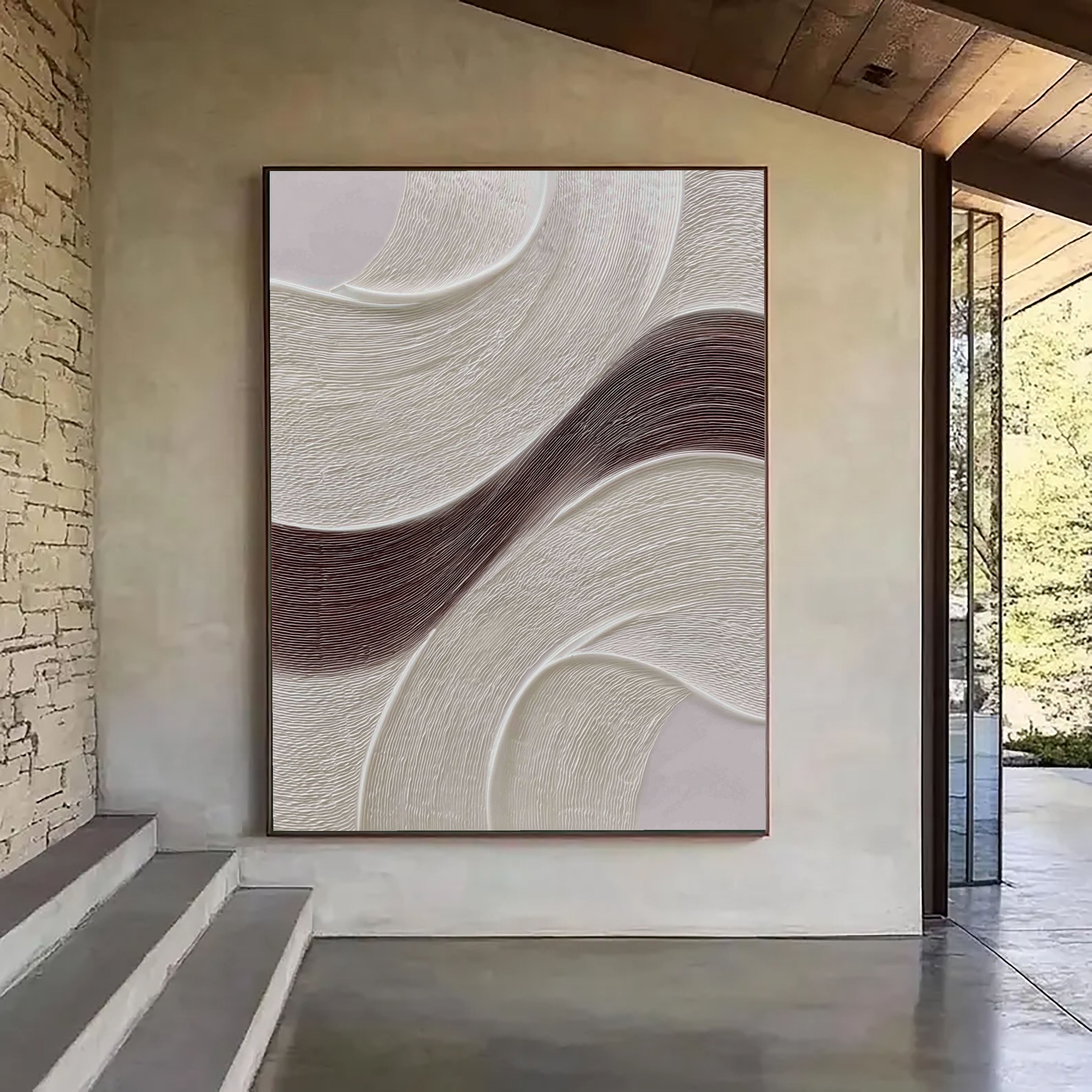 Textured Wavy Strokes | Ivory Brown