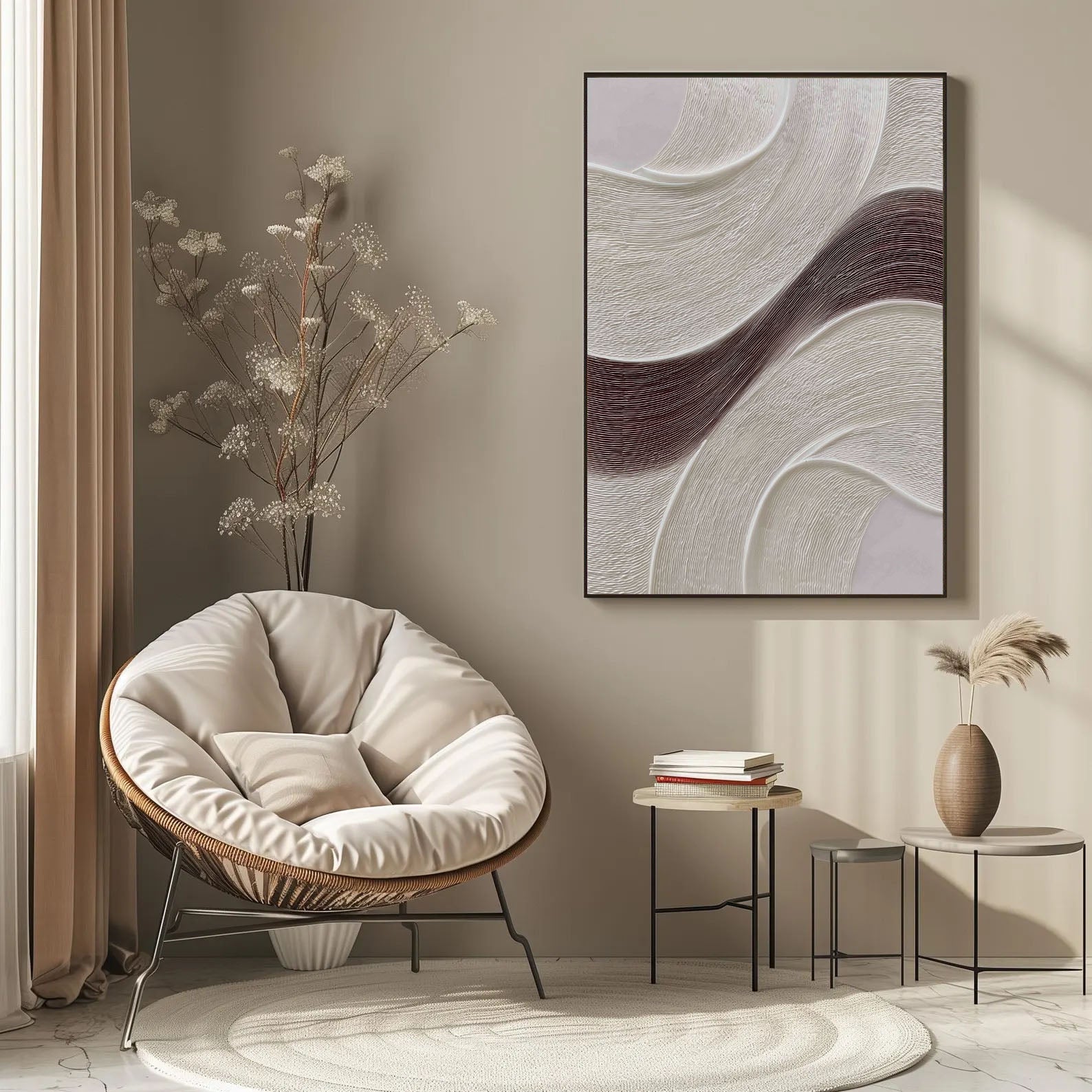 Textured Wavy Strokes | Ivory Brown
