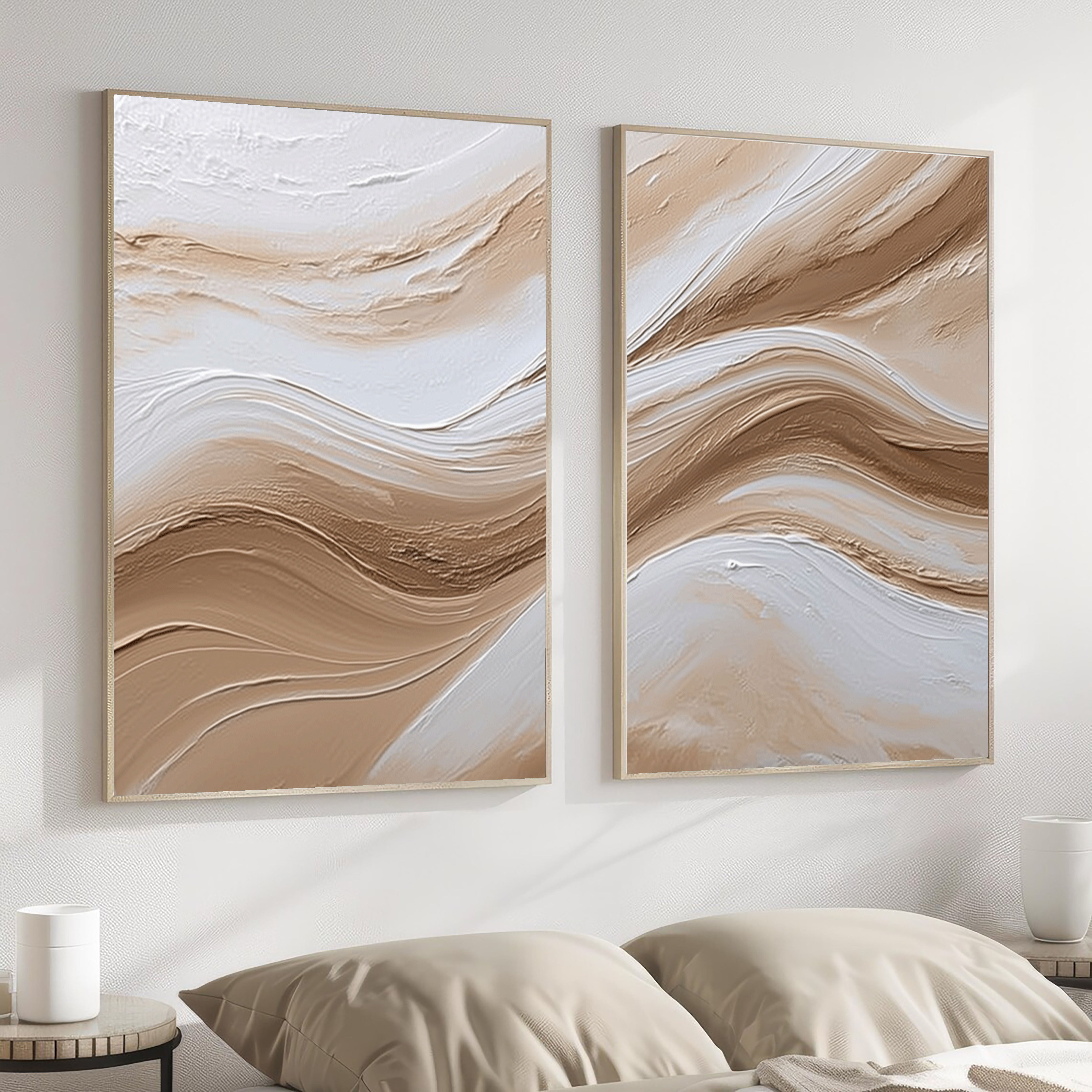 Textured Beige Waves | Flowing Lines
