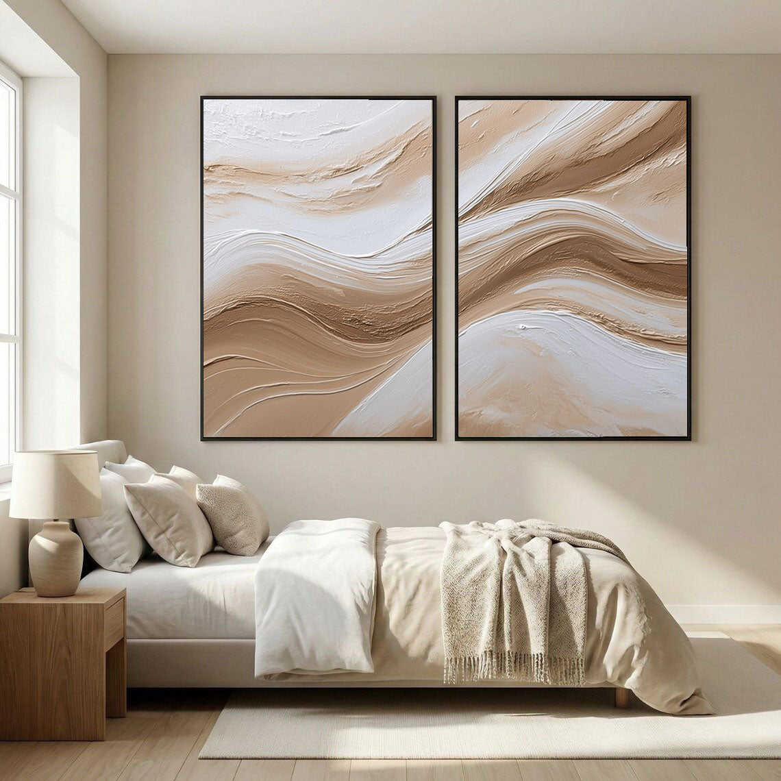 Textured Beige Waves | Flowing Lines