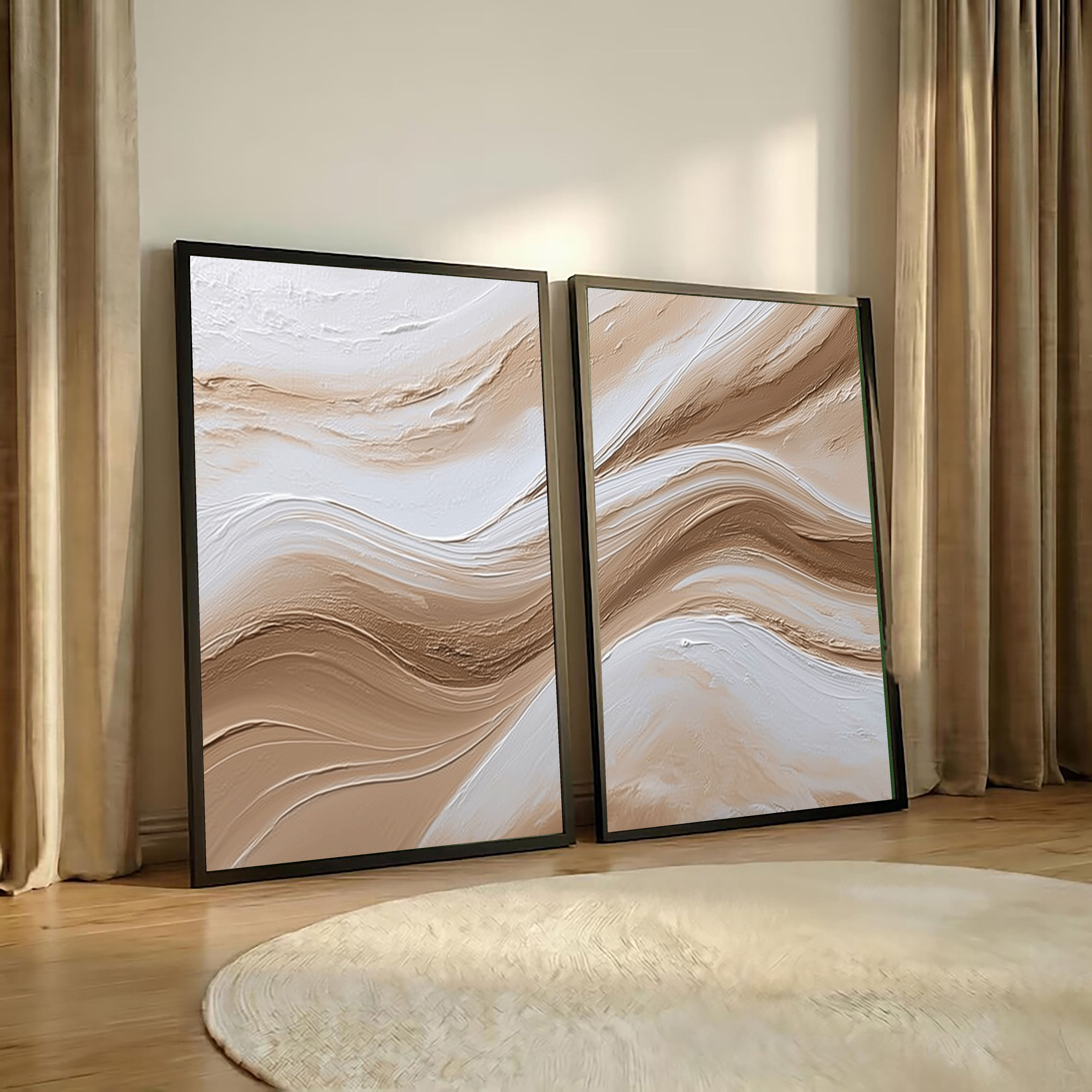 Textured Beige Waves | Flowing Lines
