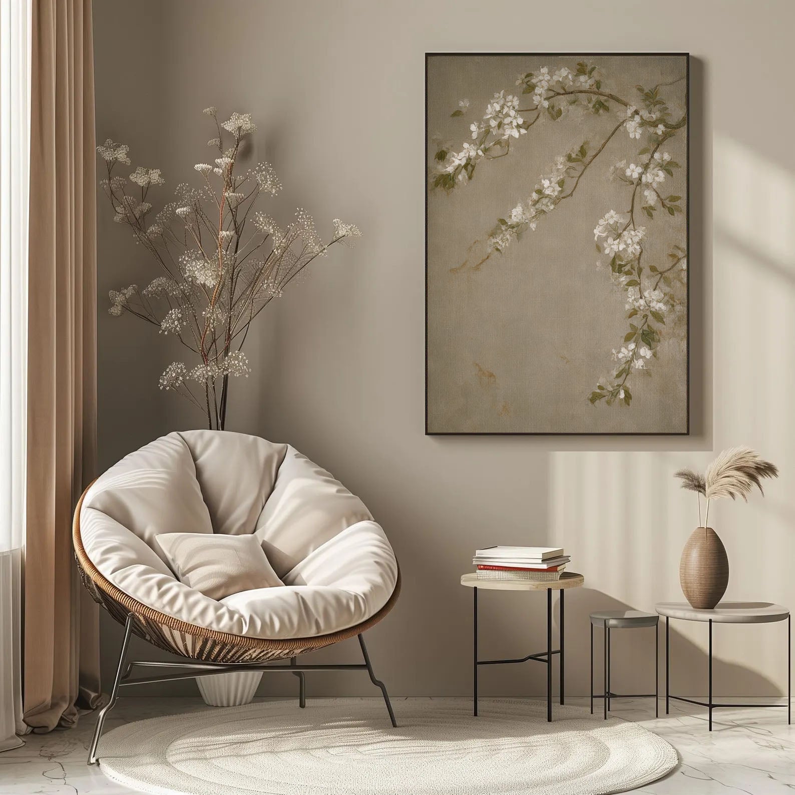 Textured Blossom Branches | Ivory Taupe