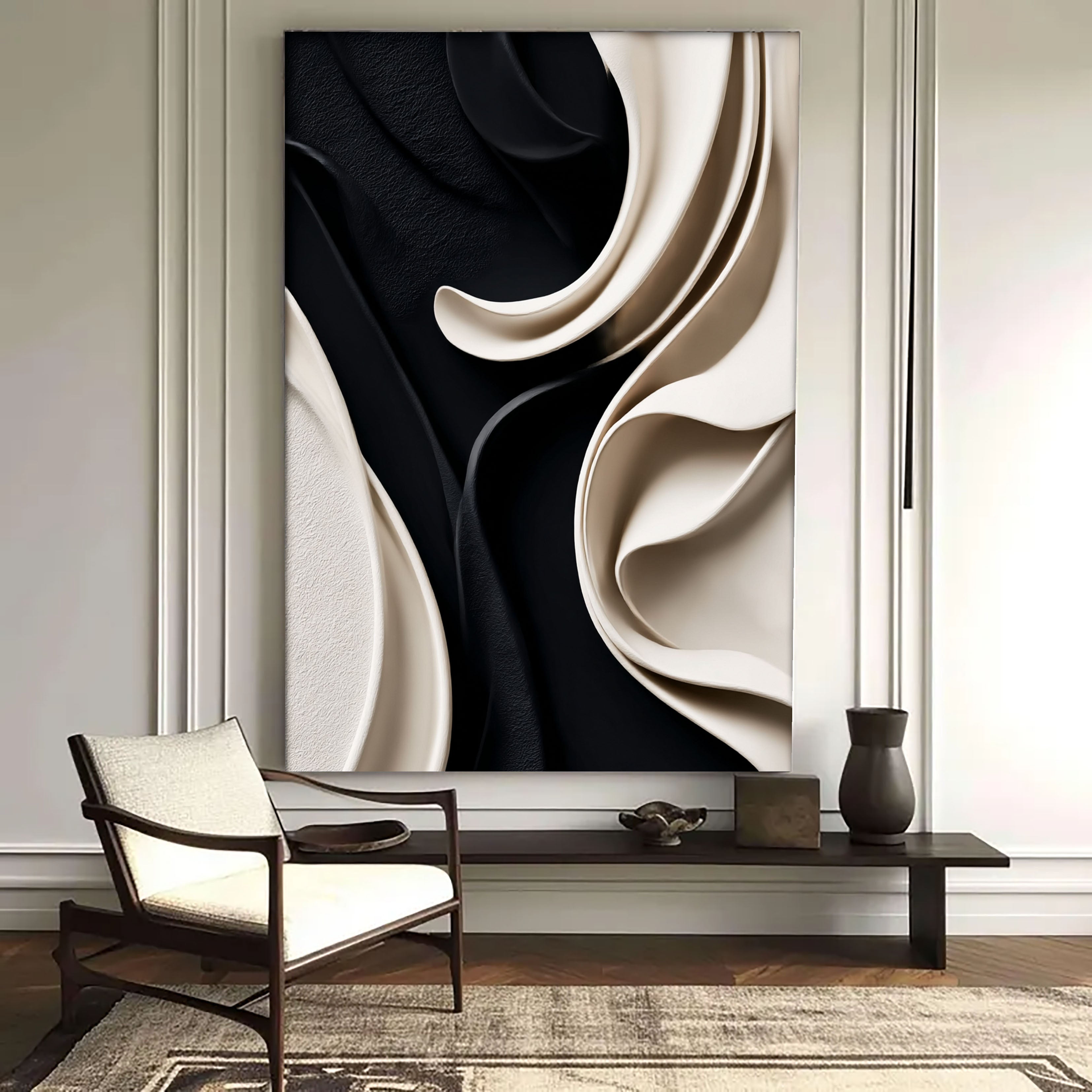Textured Silky Swirls | Black Ivory