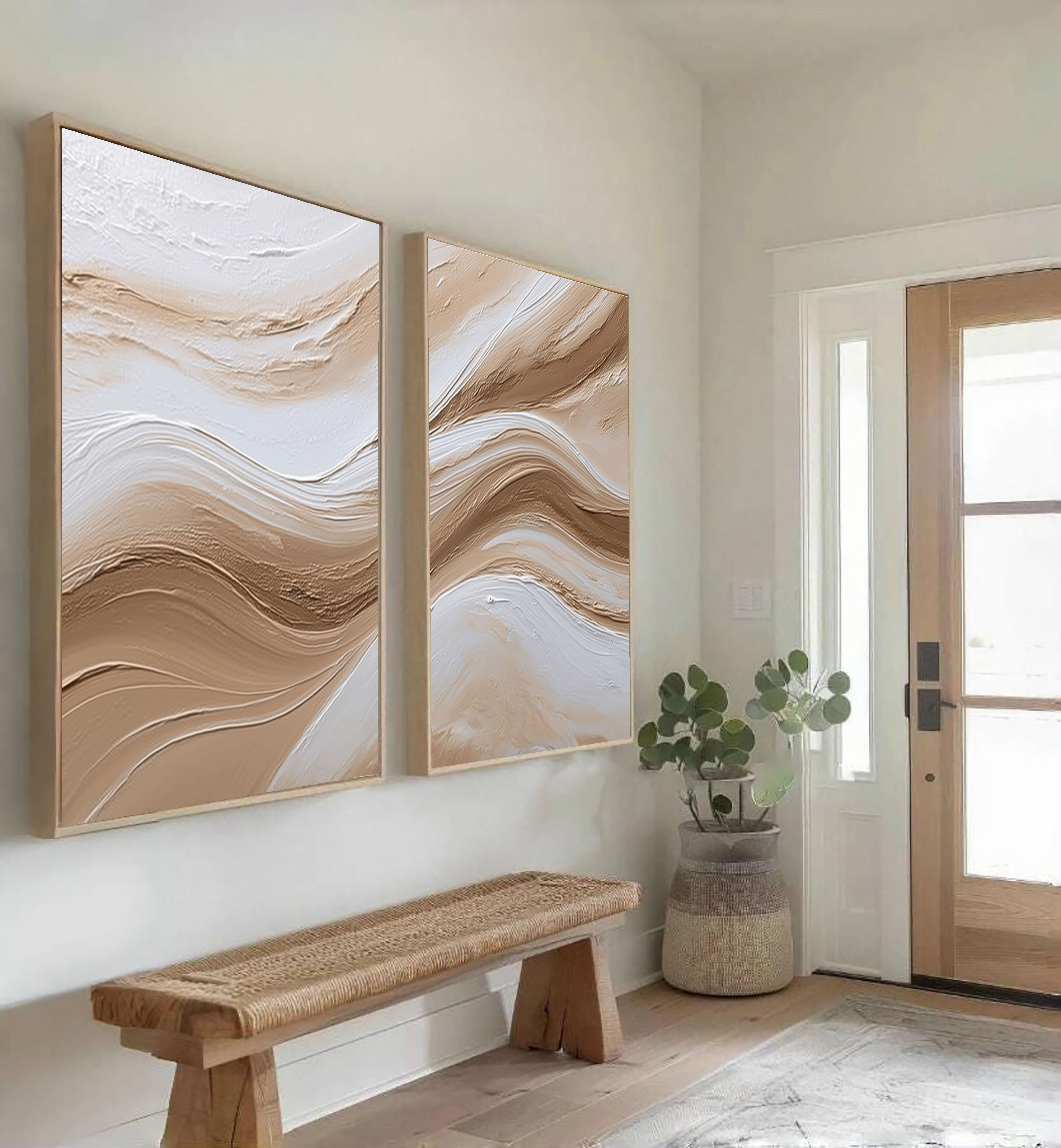 Textured Beige Waves | Flowing Lines