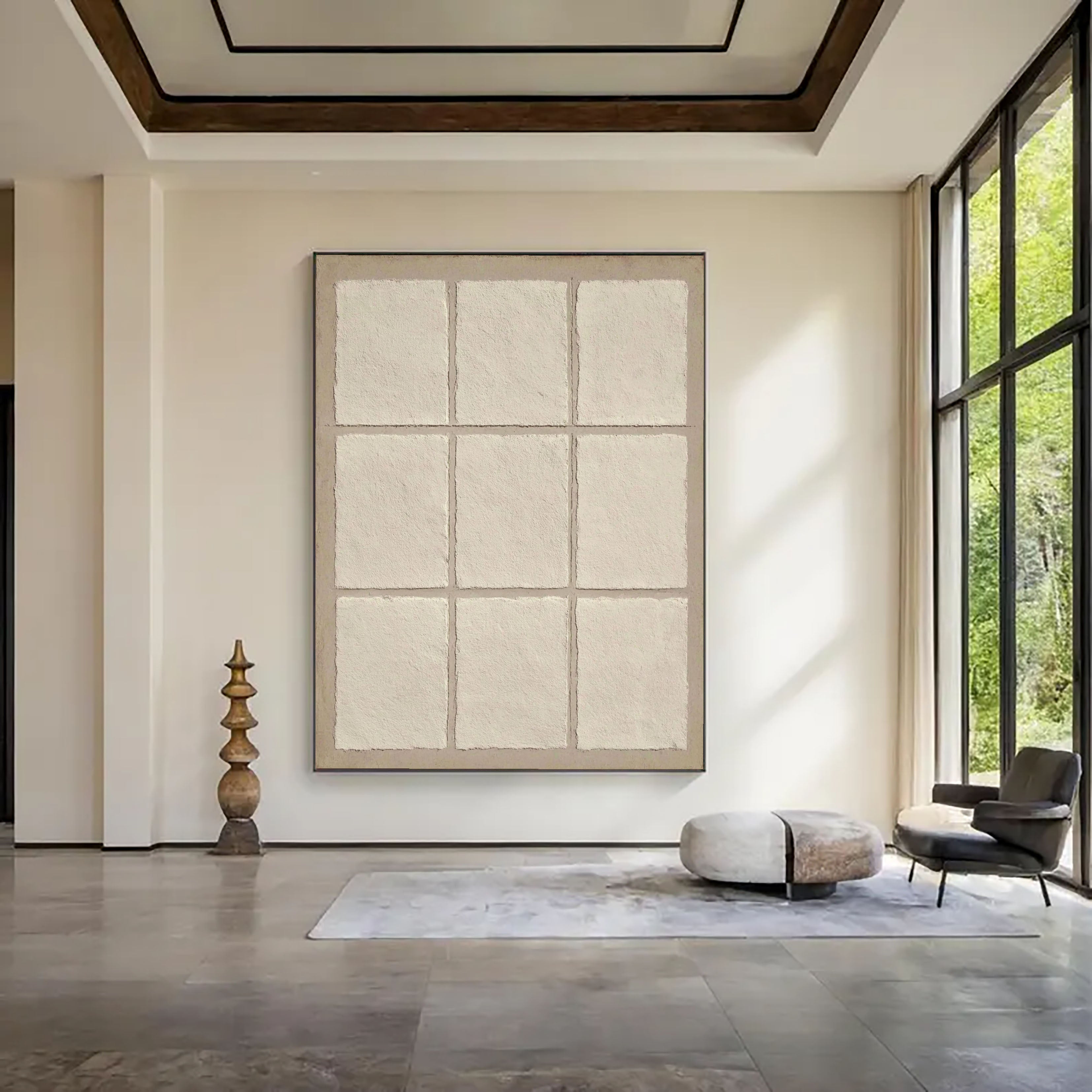 Textured Grid Panels | Pale Ivory