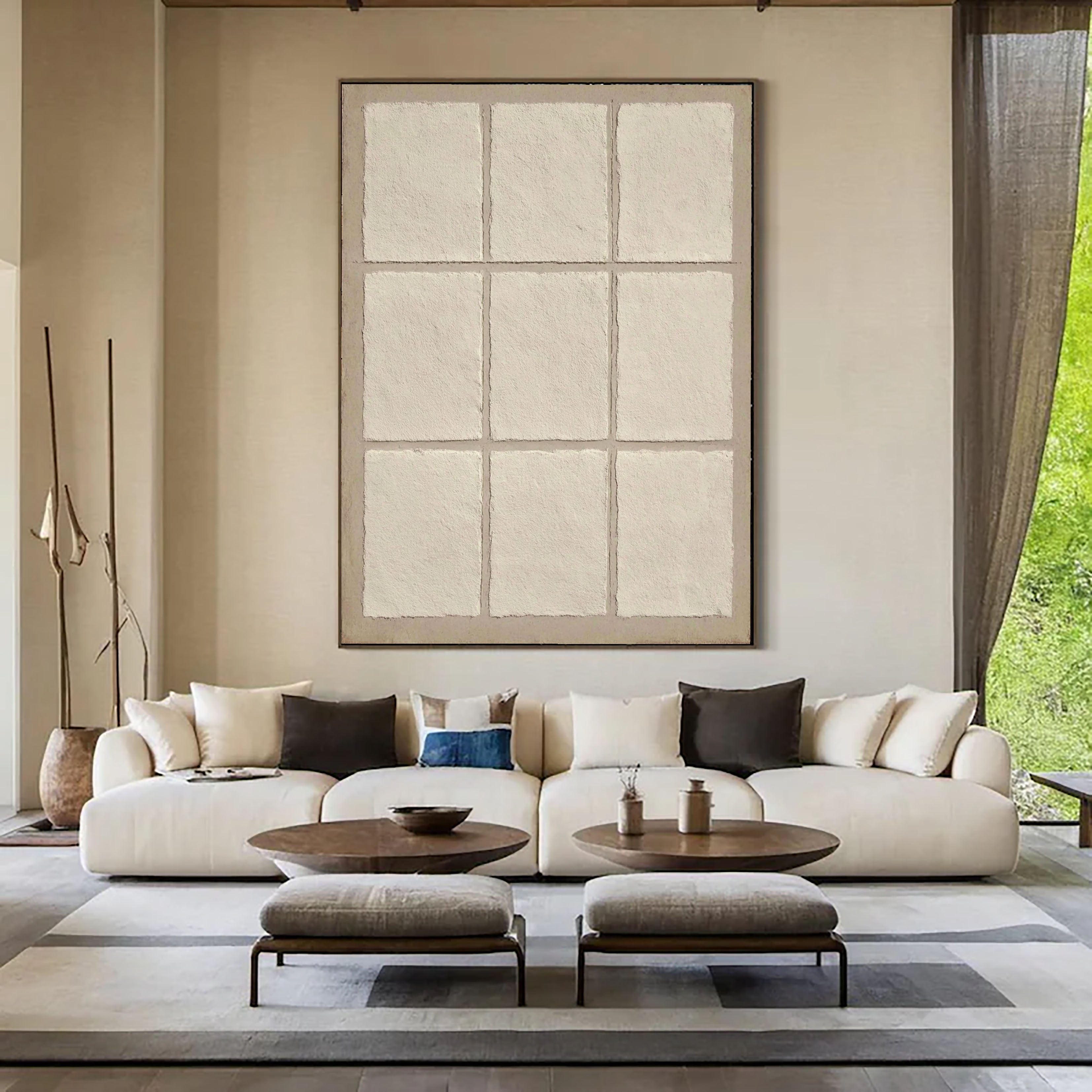 Textured Grid Panels | Pale Ivory