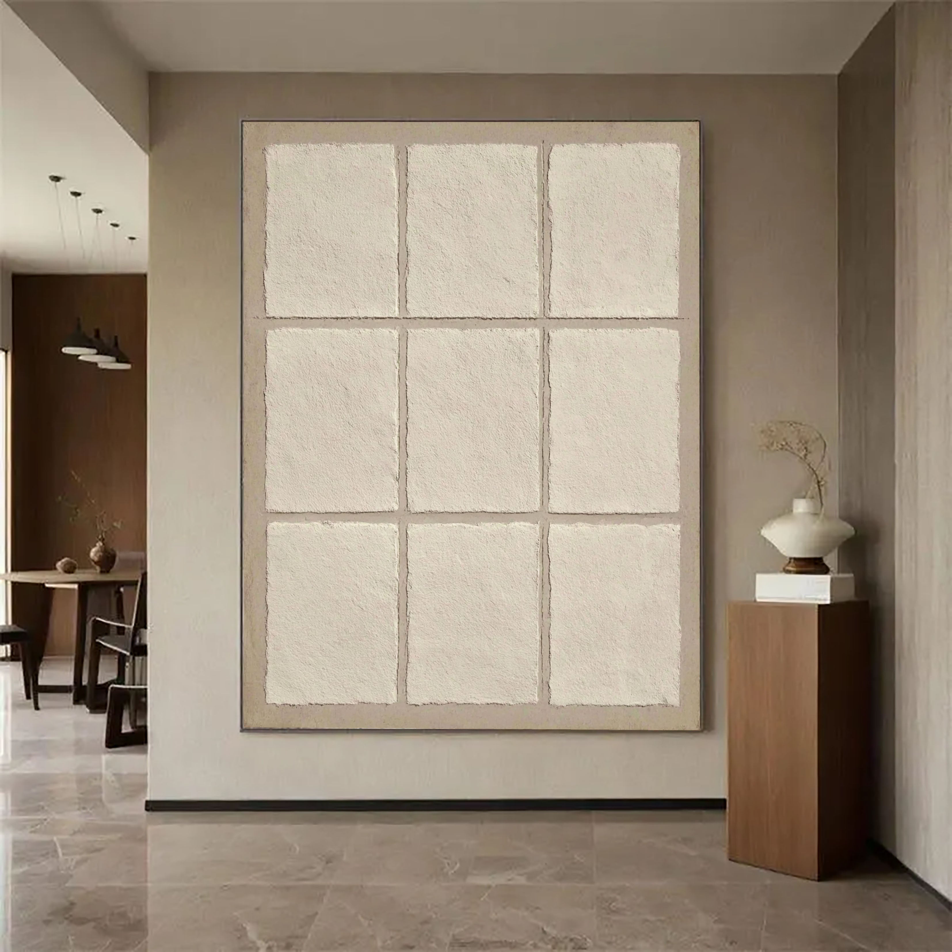 Textured Grid Panels | Pale Ivory