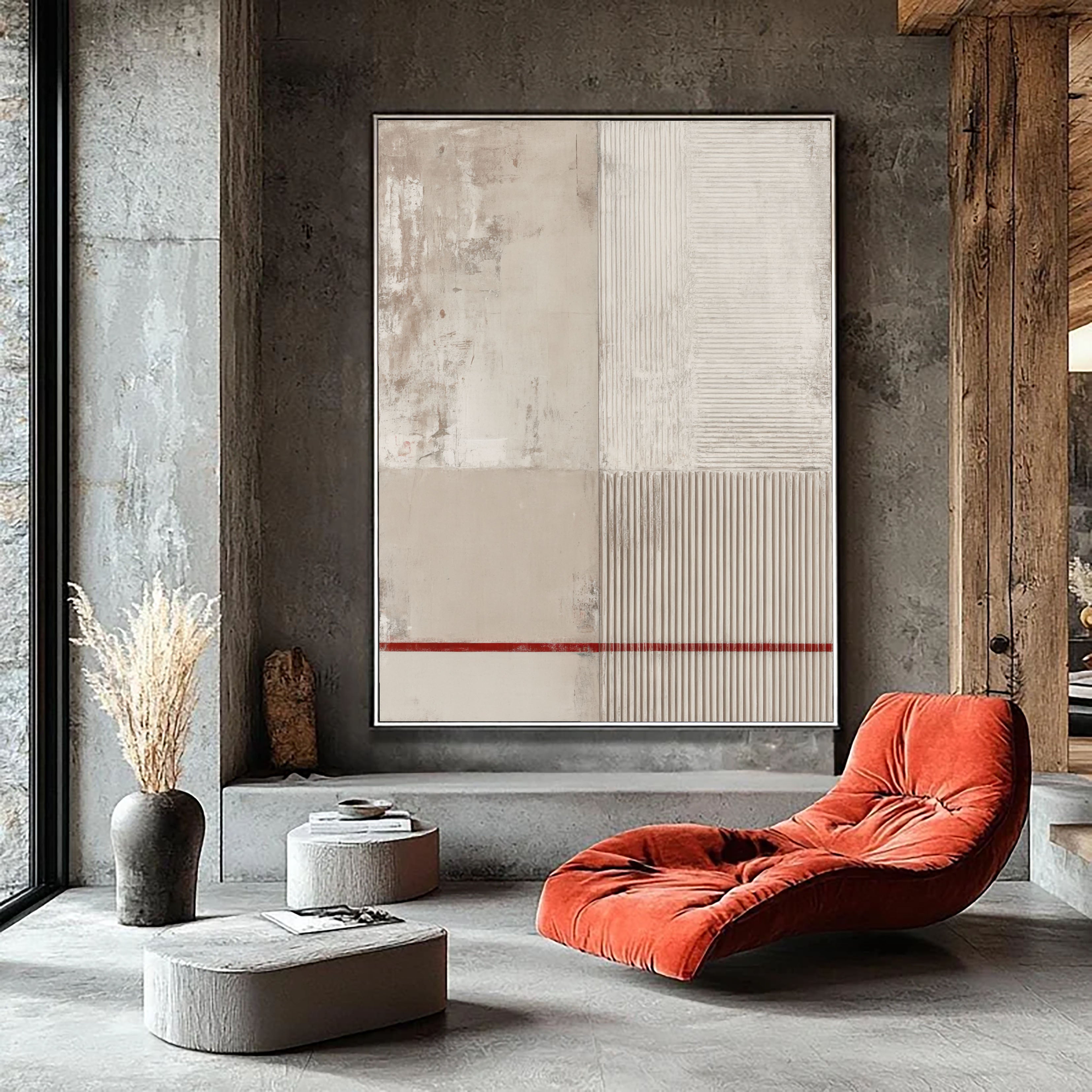 Textured Minimalist Contrast | Beige Lines