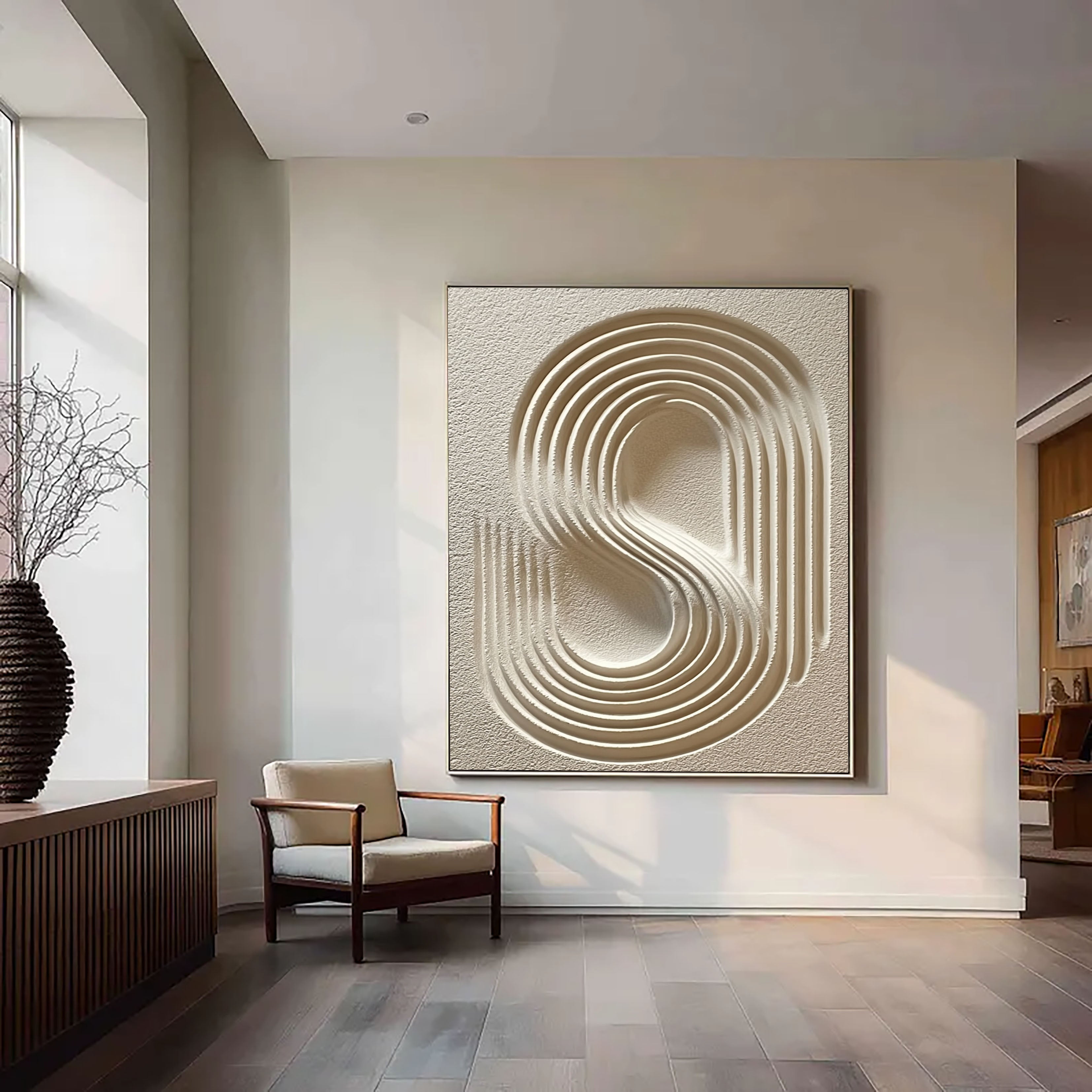 Textured Swirl Contours | Pale Beige