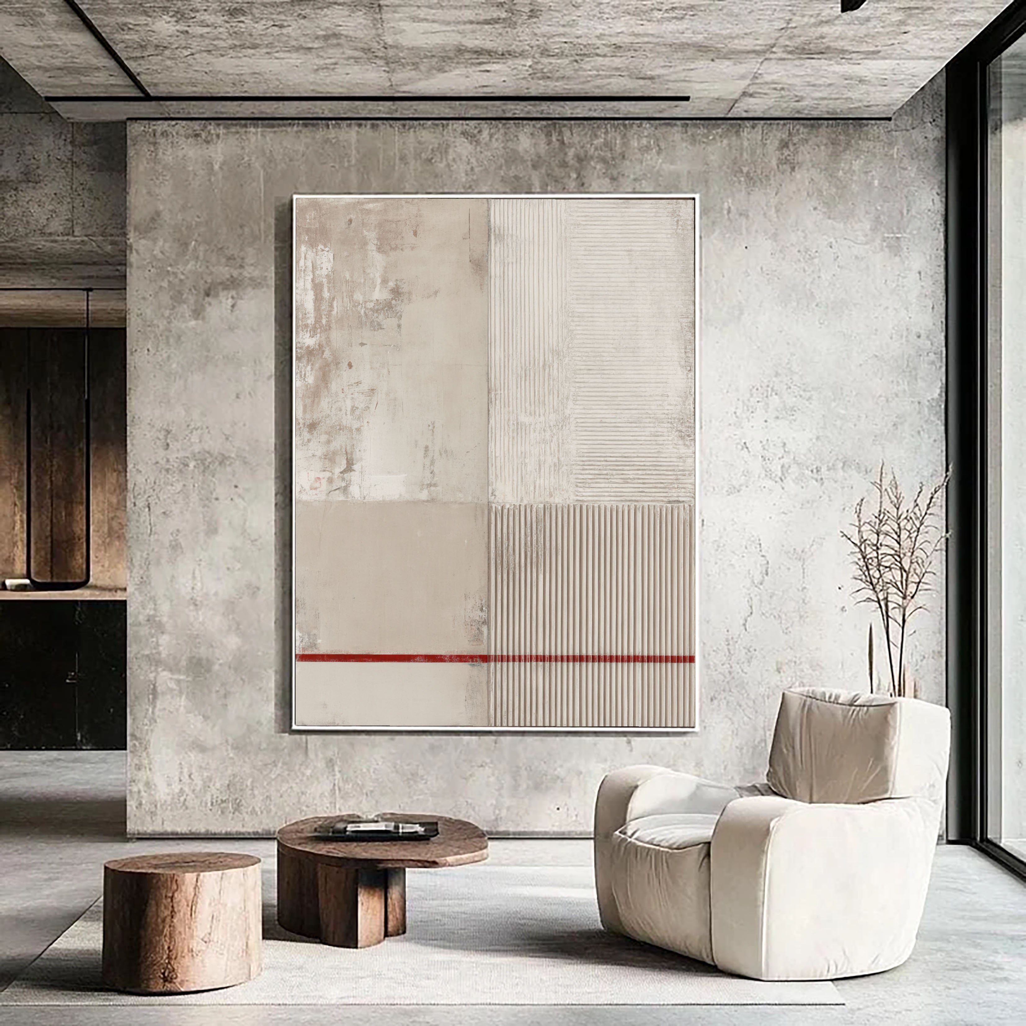 Textured Minimalist Contrast | Beige Lines