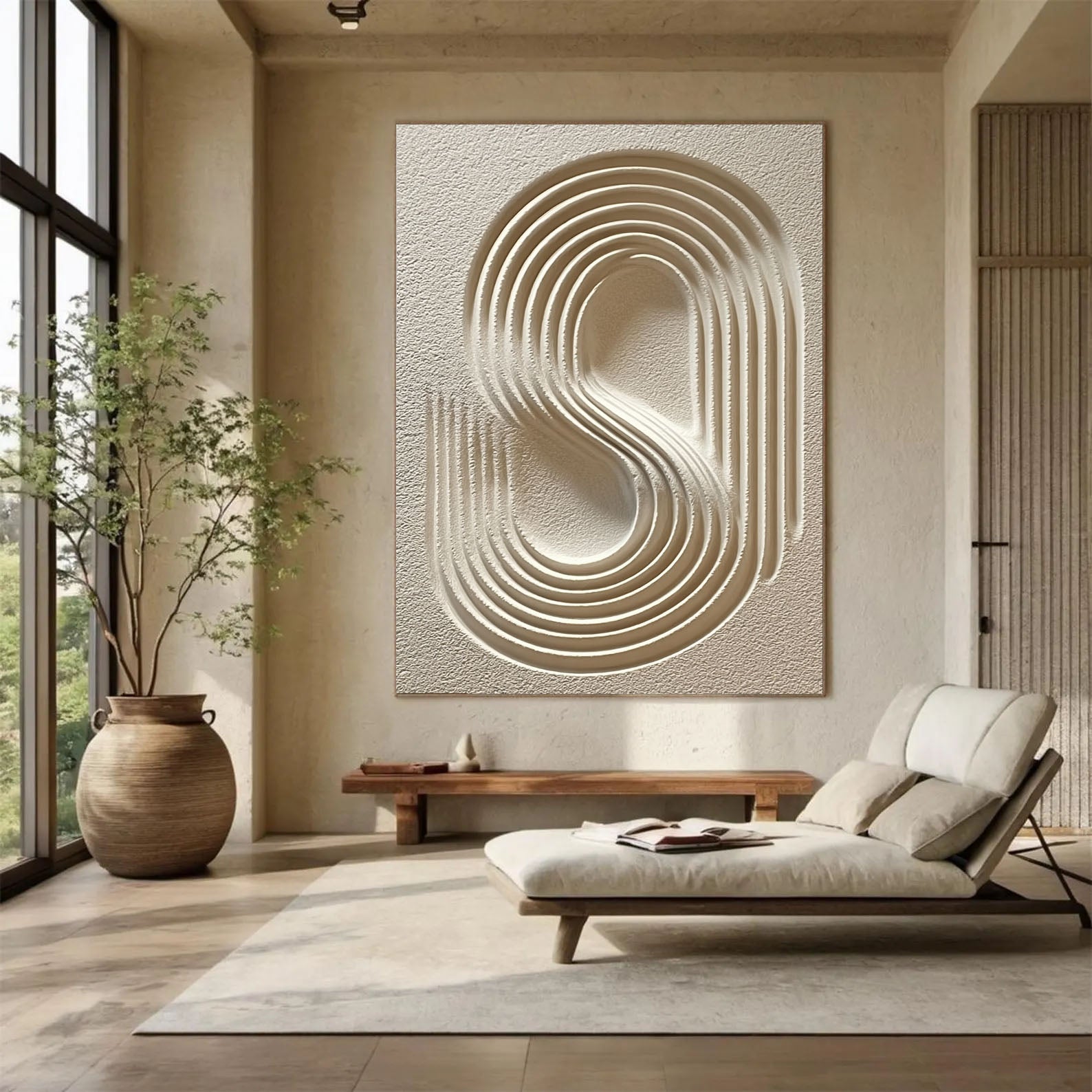 Textured Swirl Contours | Pale Beige