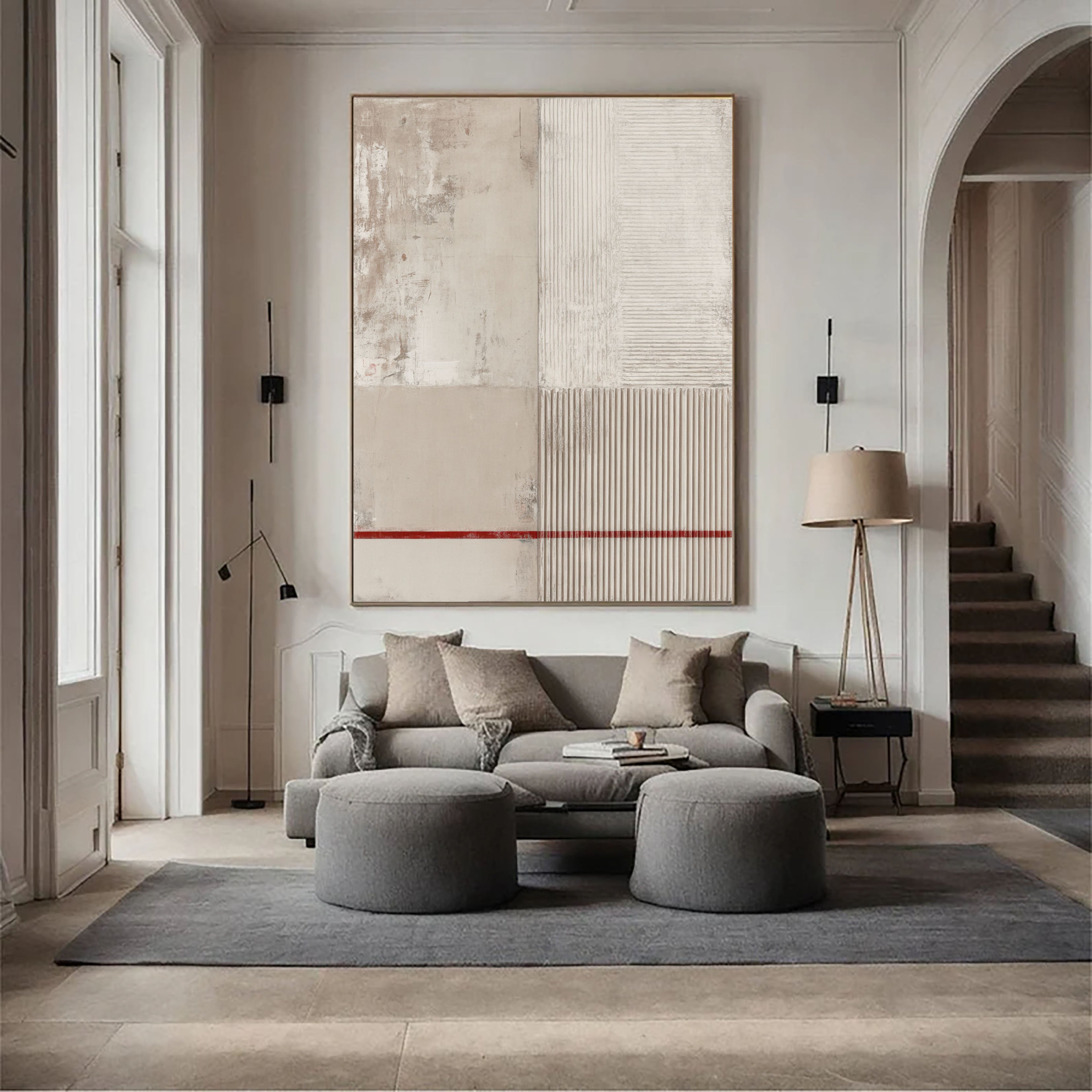 Textured Minimalist Contrast | Beige Lines