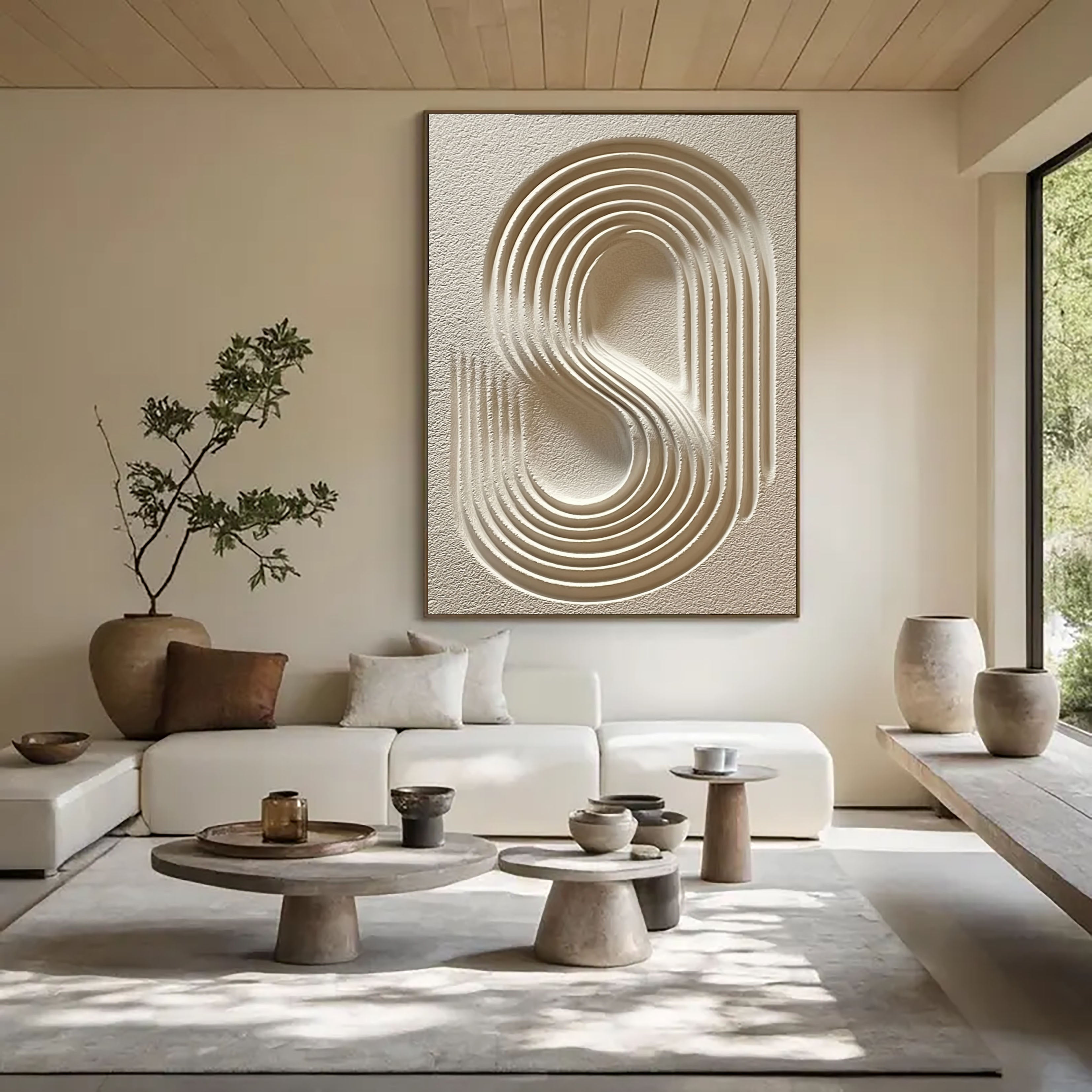 Textured Swirl Contours | Pale Beige