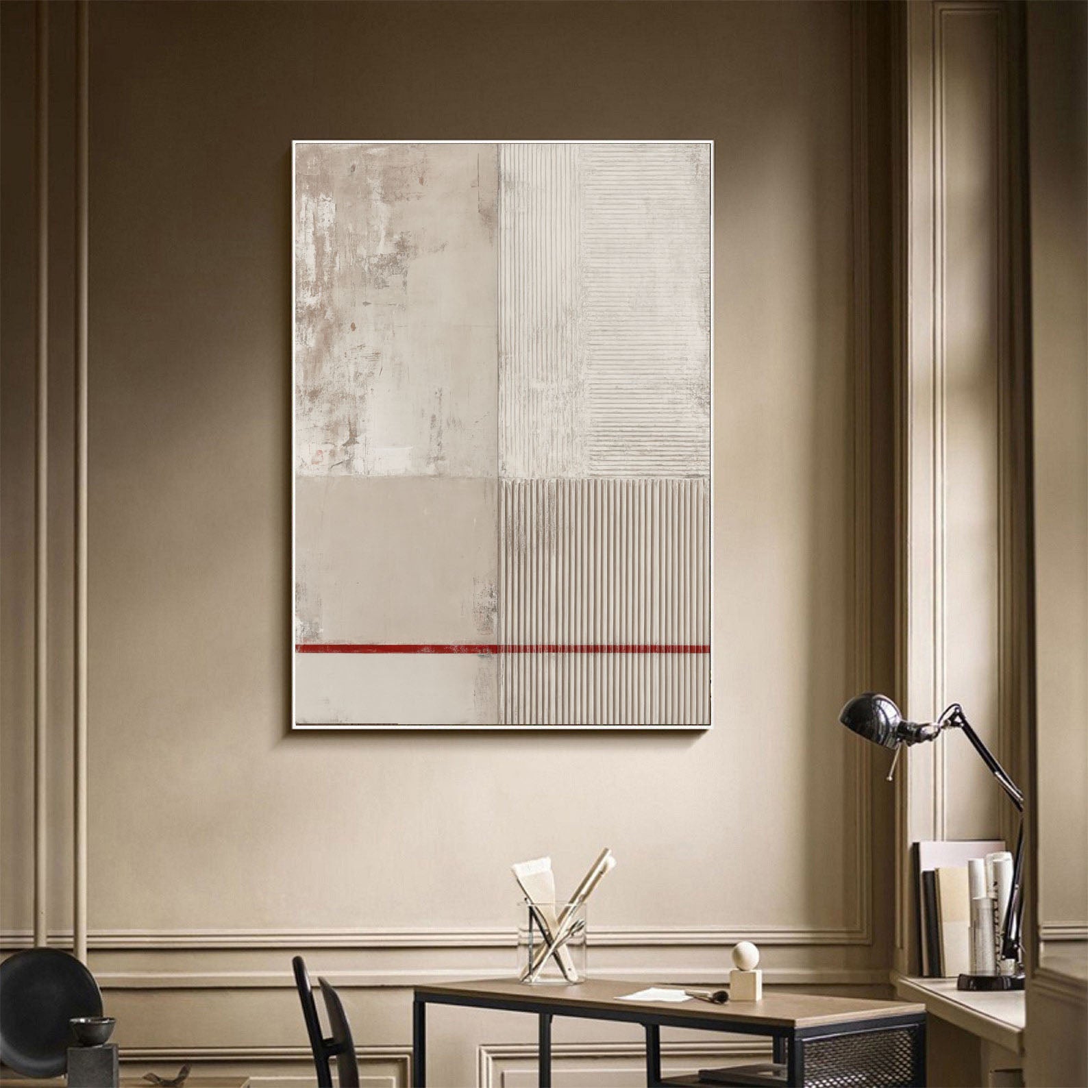 Textured Minimalist Contrast | Beige Lines