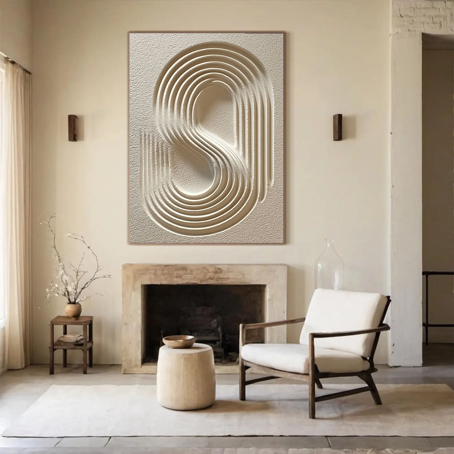 Textured Swirl Contours | Pale Beige