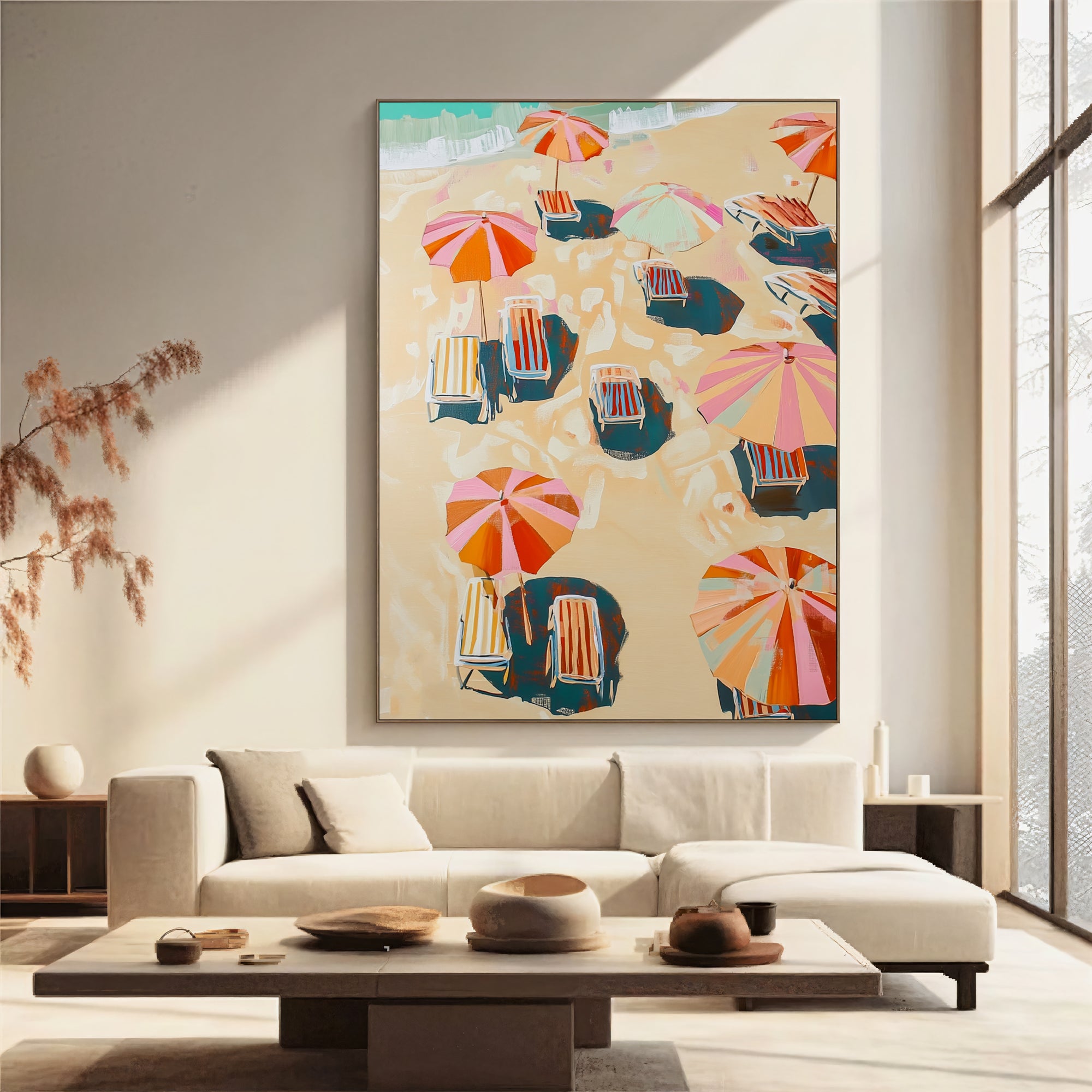 Textured Coastal Cheer | Vibrant Umbrellas