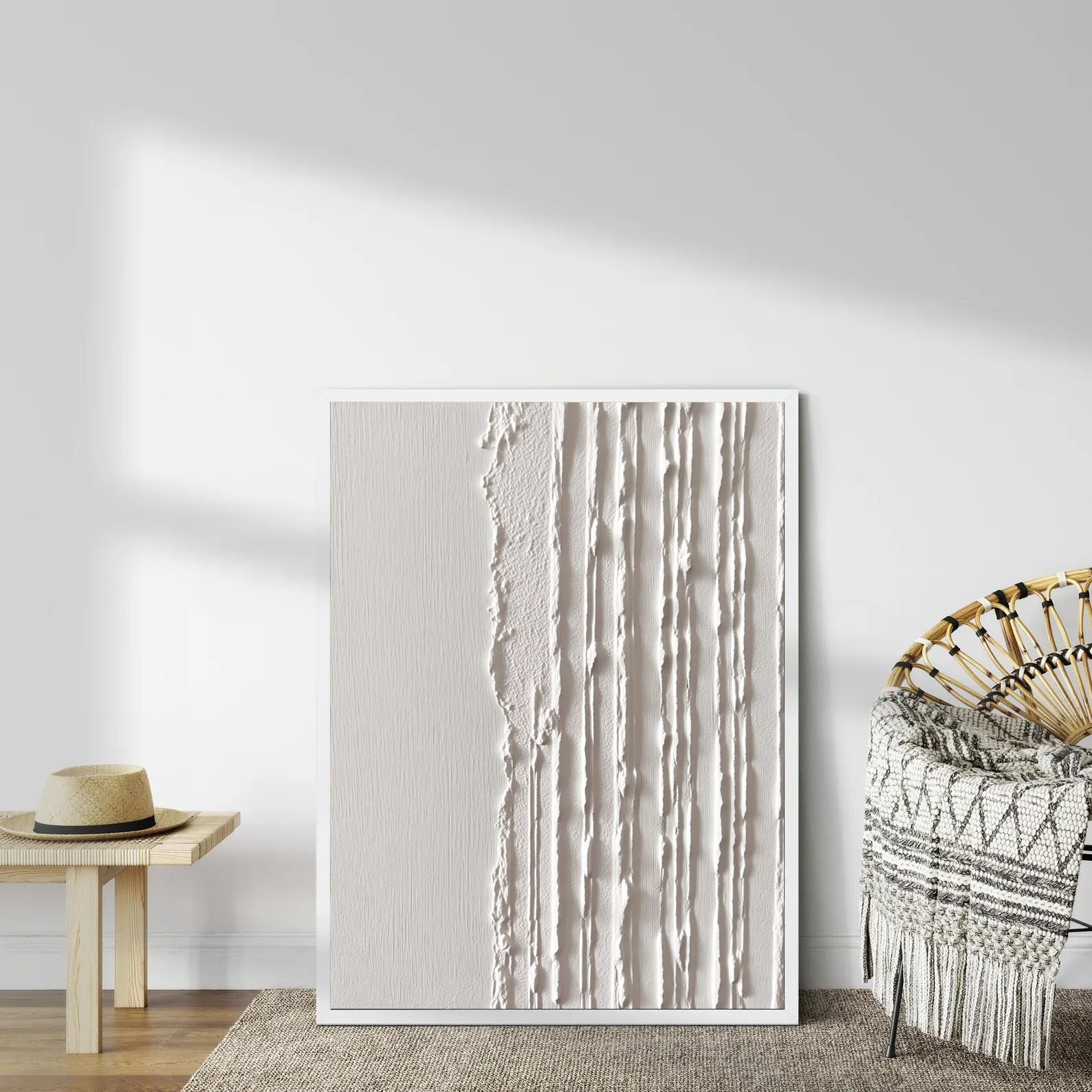 Textured Linear Divide | Ivory Stripes
