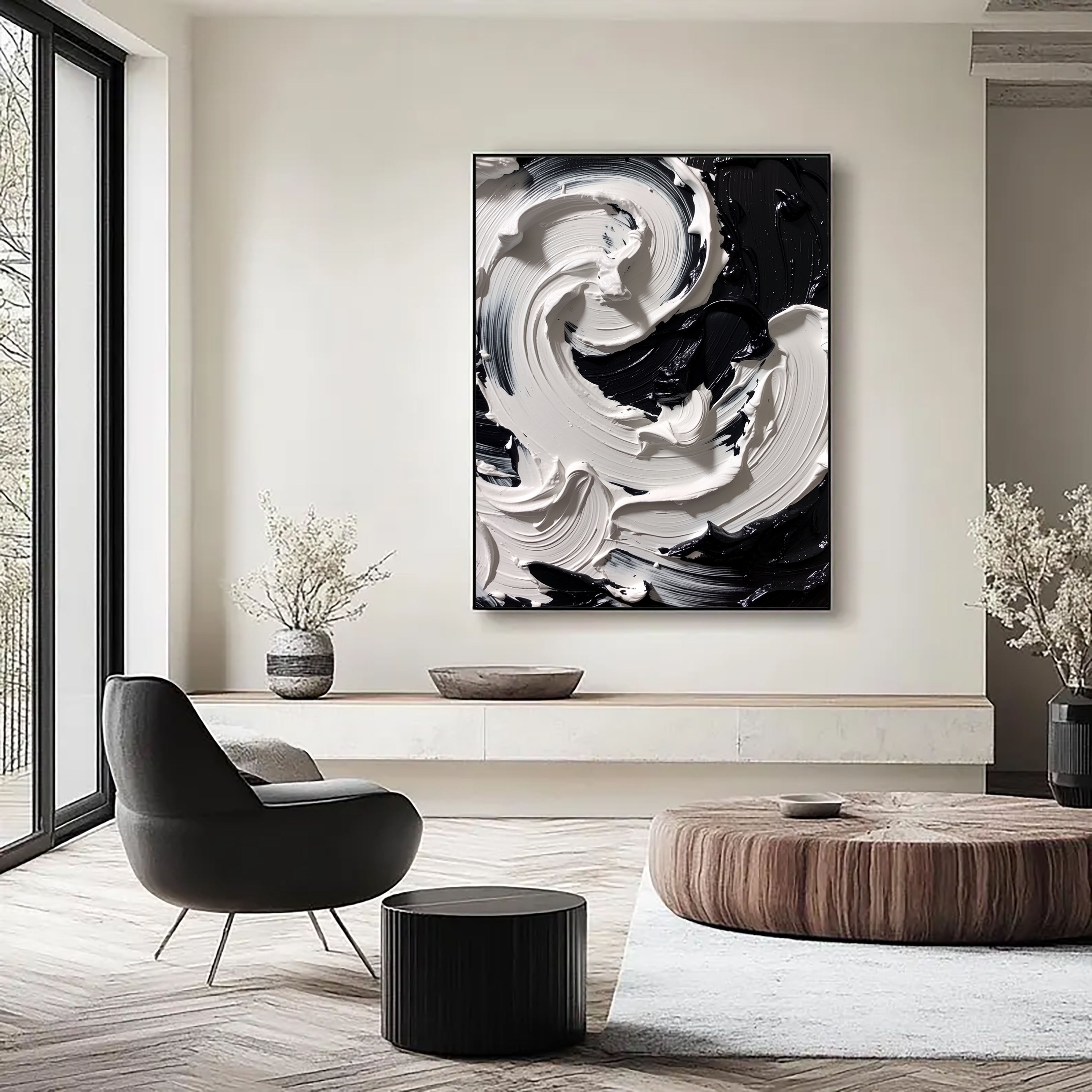 Swirling Monochrome Motion | Bold Contrast