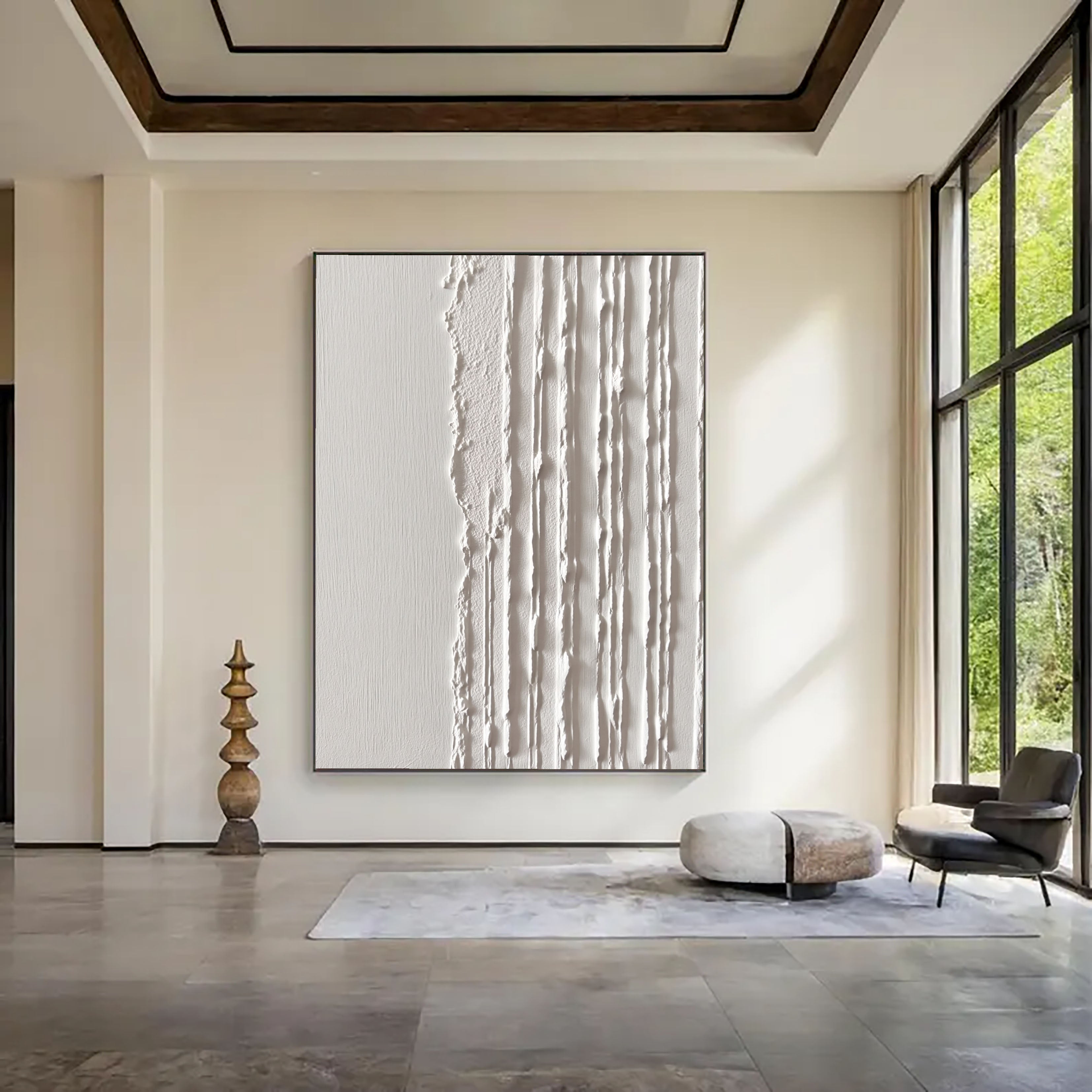 Textured Linear Divide | Ivory Stripes