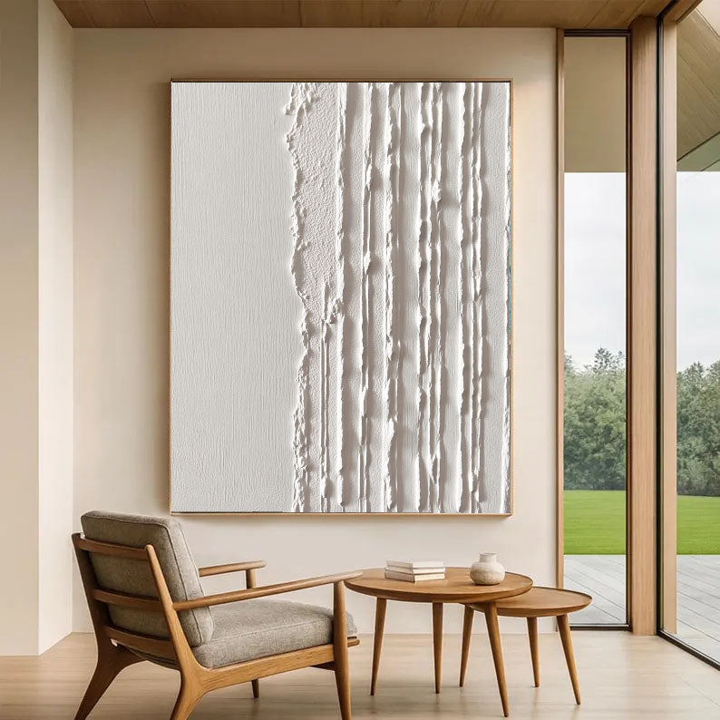 Textured Linear Divide | Ivory Stripes