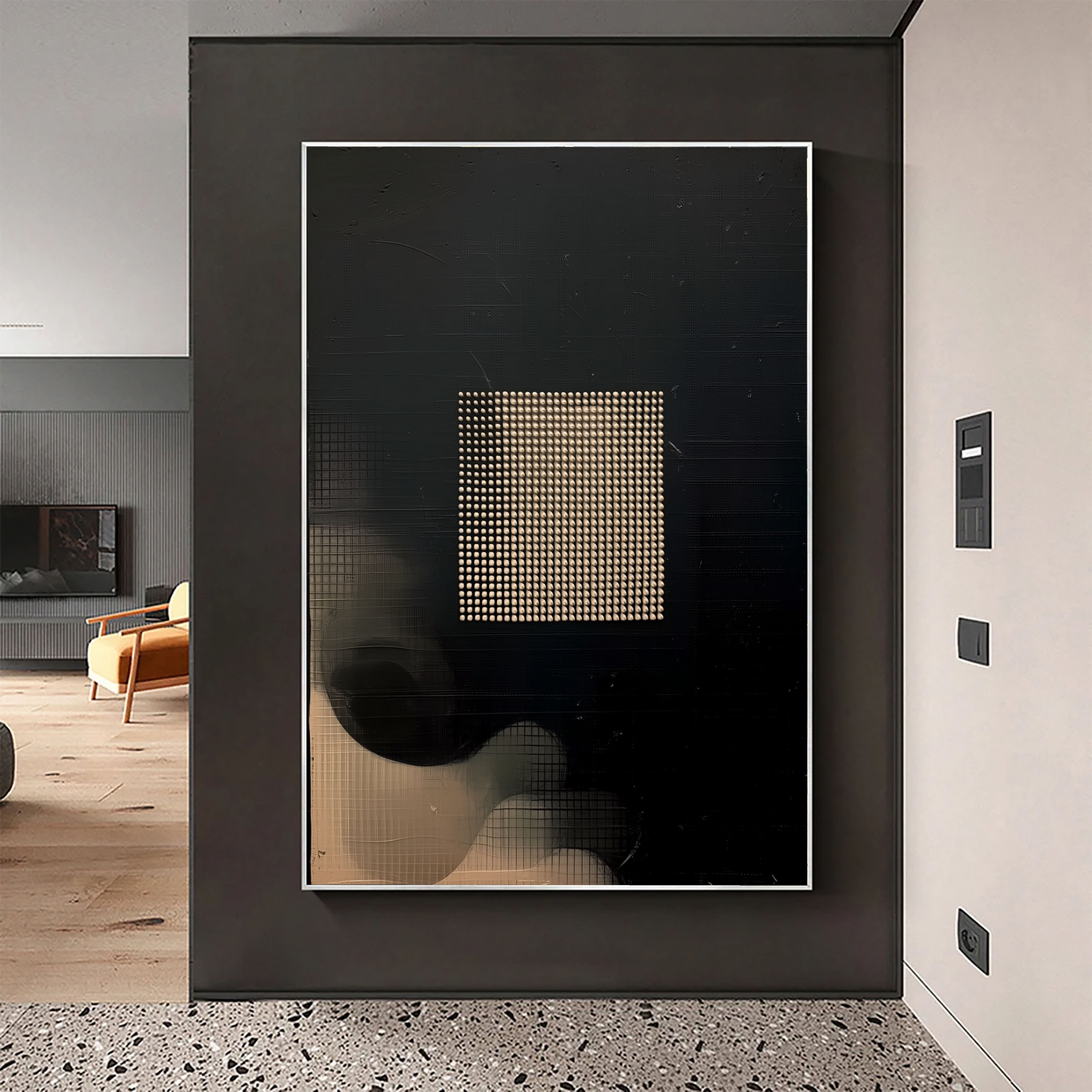 Geometric Luminous Grid | Dark Abstract