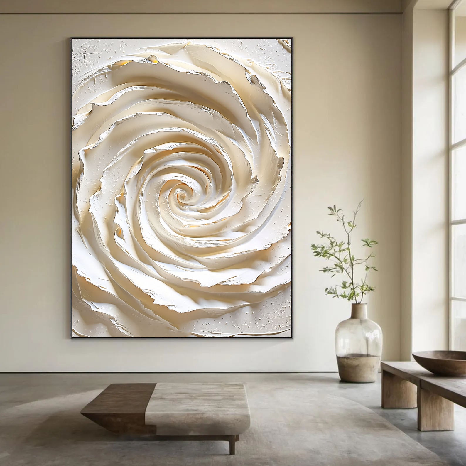 Textured Swirl Serenity | Ivory Spiral