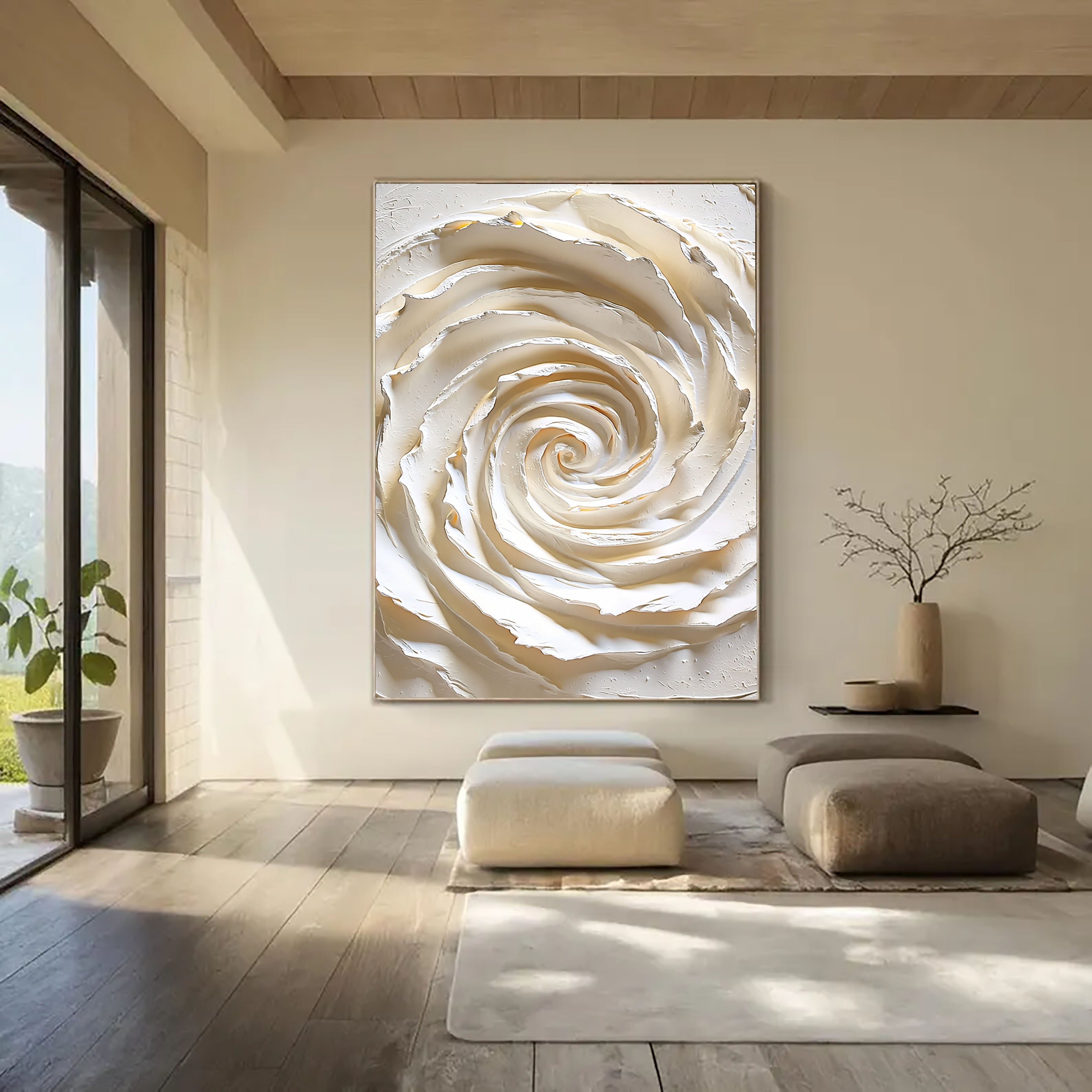 Textured Swirl Serenity | Ivory Spiral