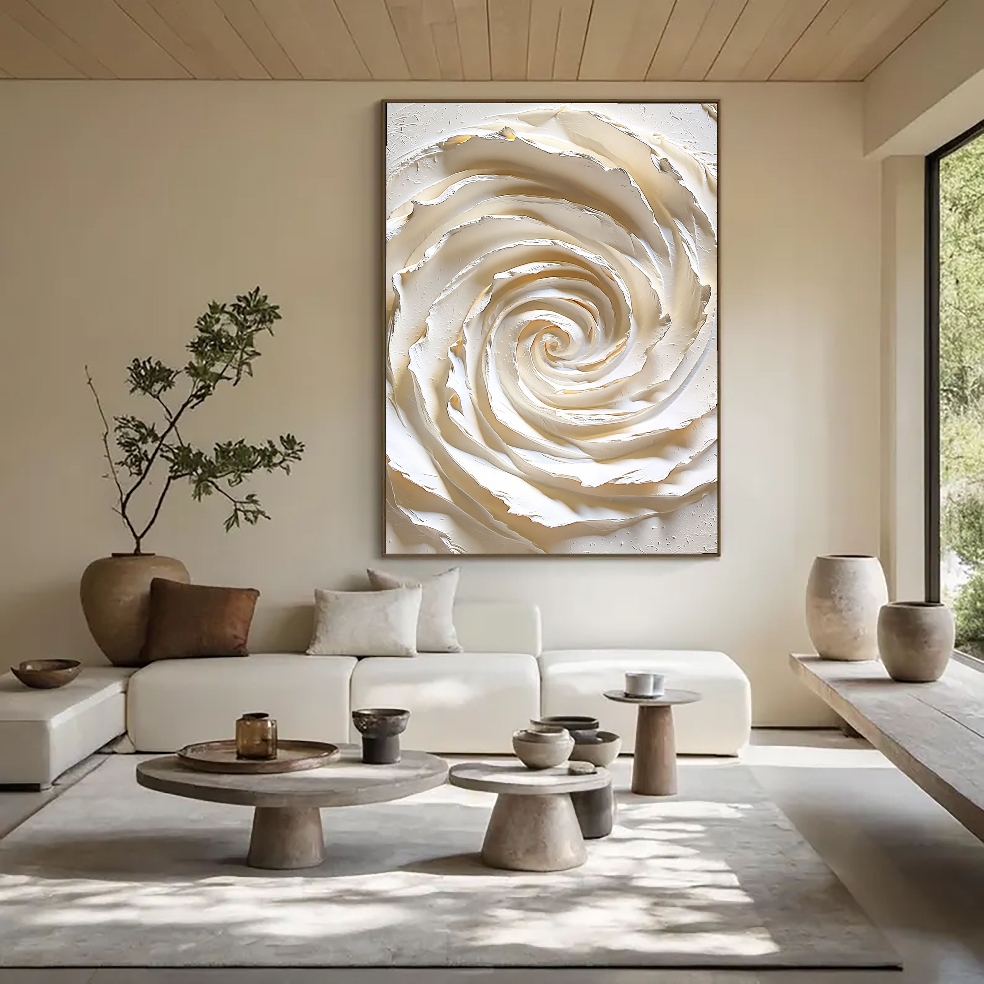 Textured Swirl Serenity | Ivory Spiral
