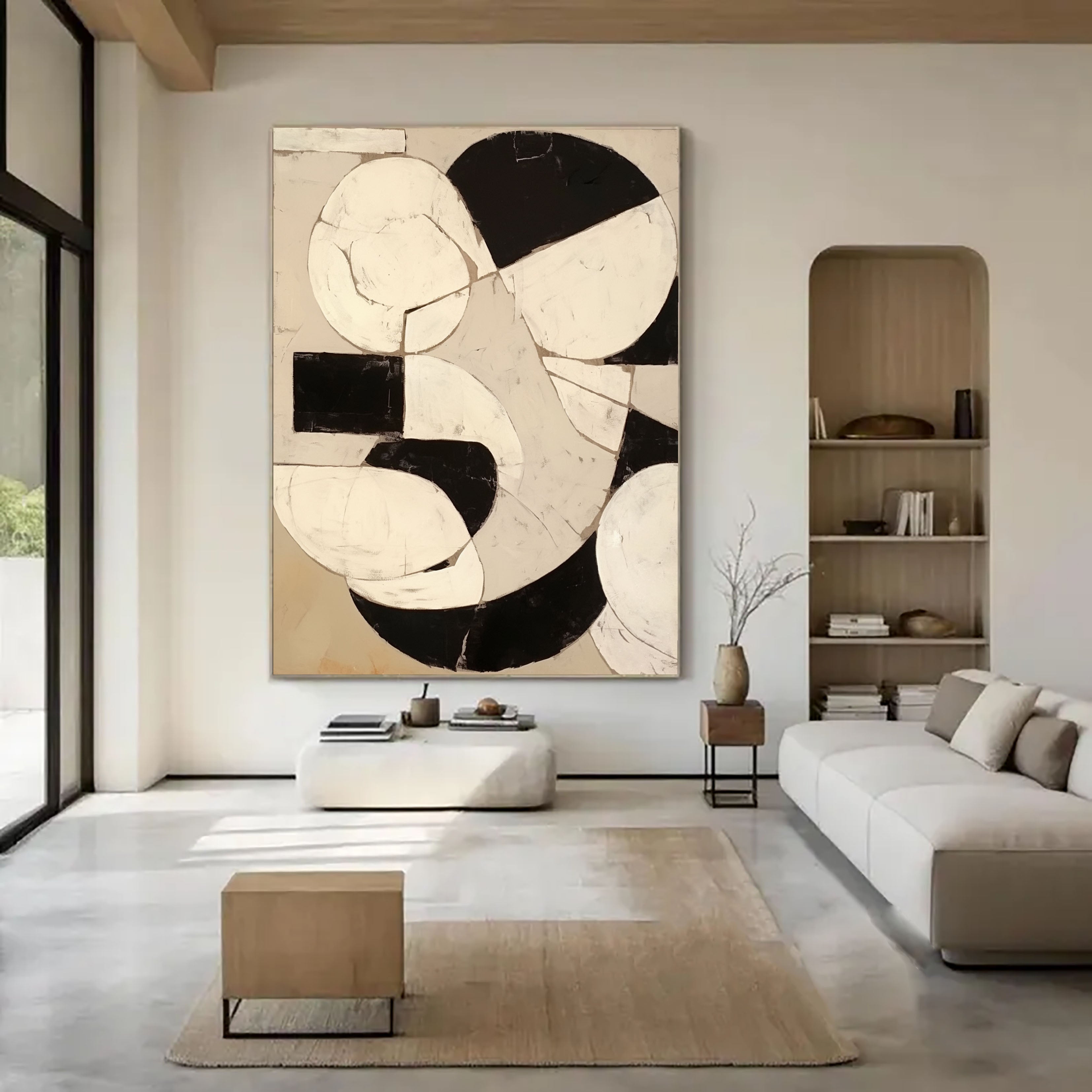 Textured Geometric Fusion | Black Beige