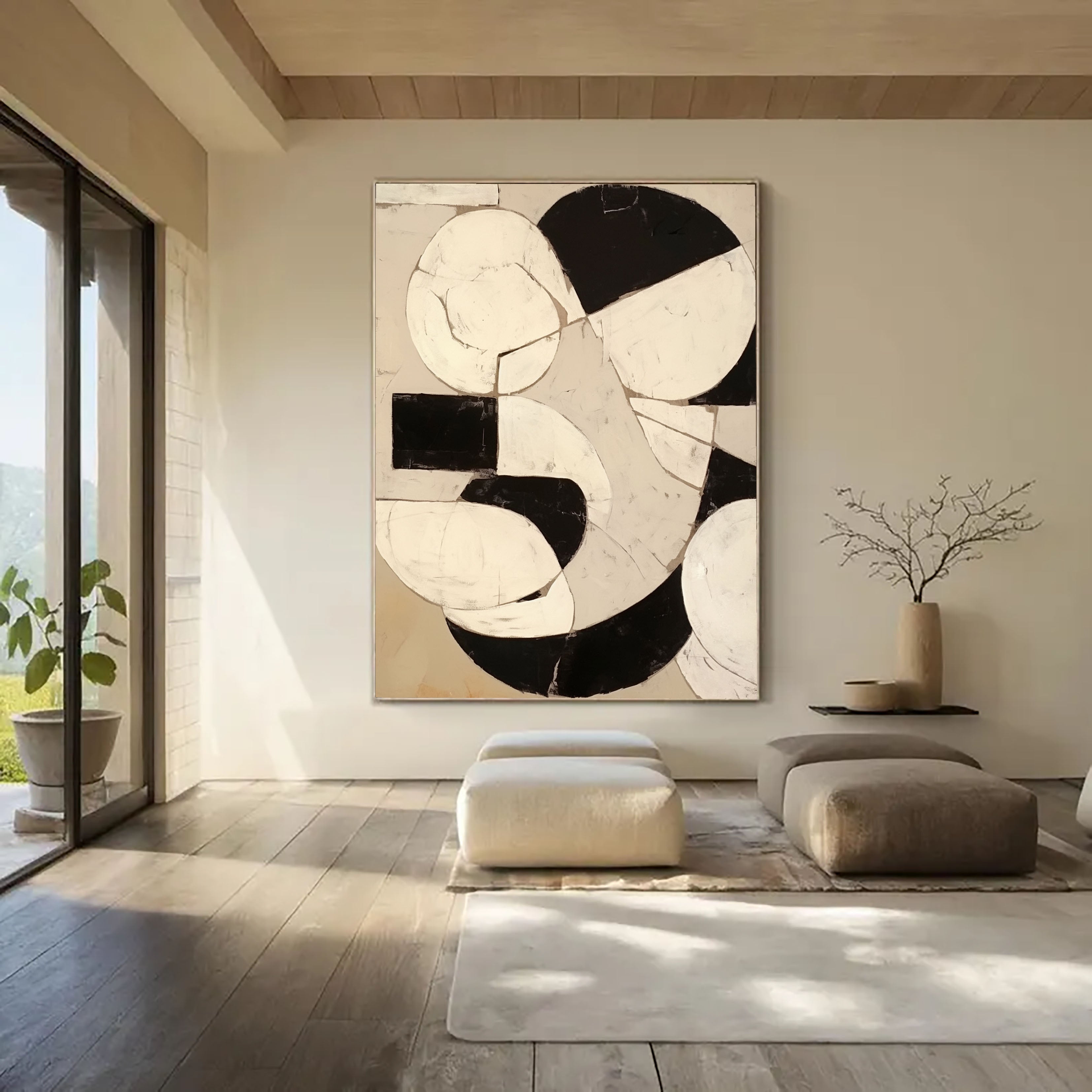 Textured Geometric Fusion | Black Beige