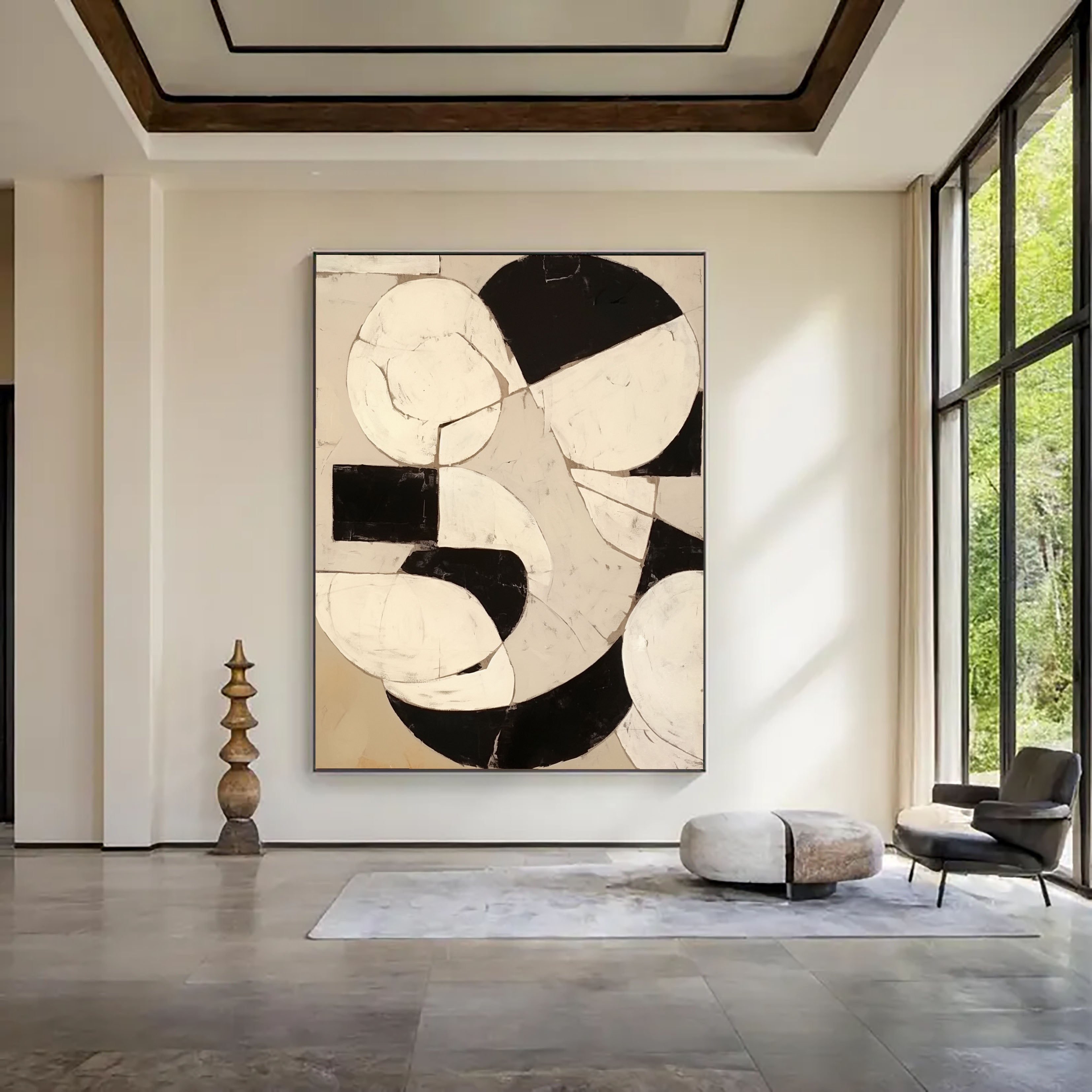 Textured Geometric Fusion | Black Beige