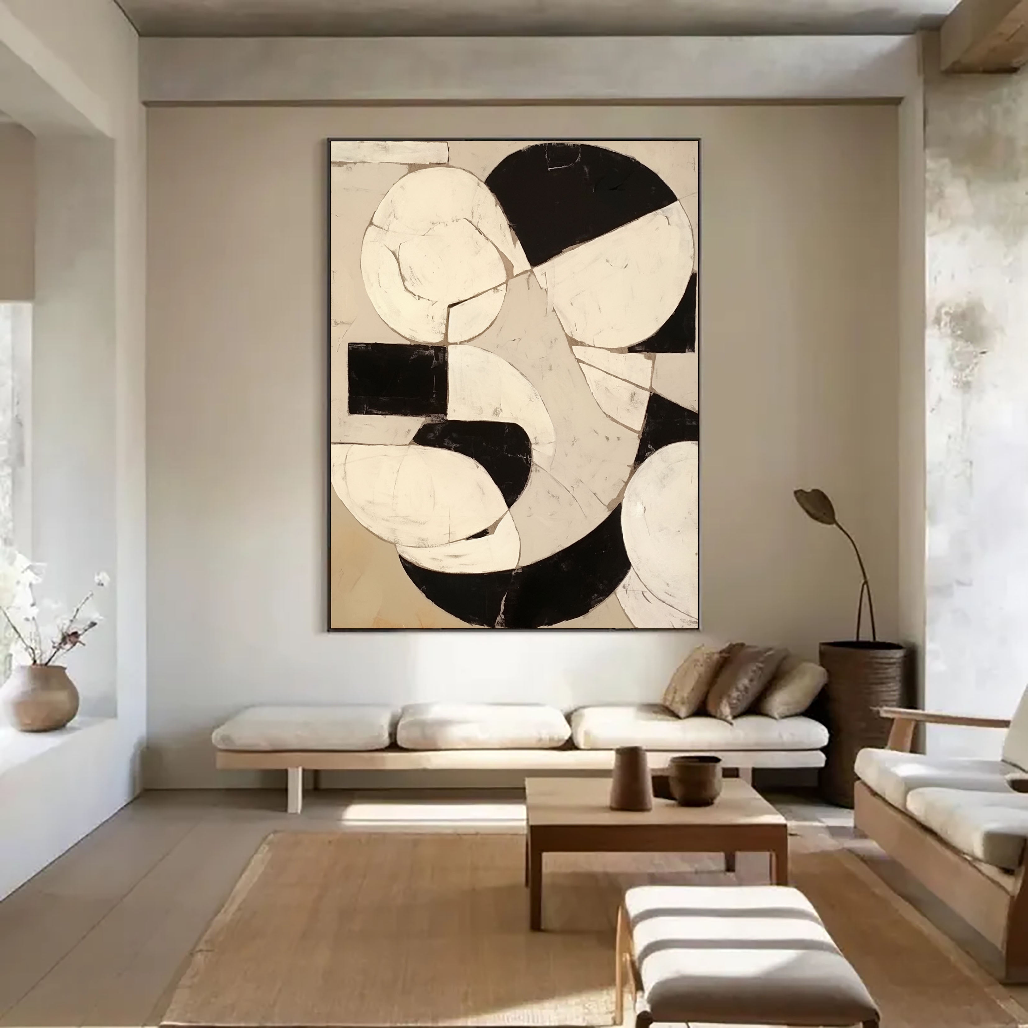 Textured Geometric Fusion | Black Beige