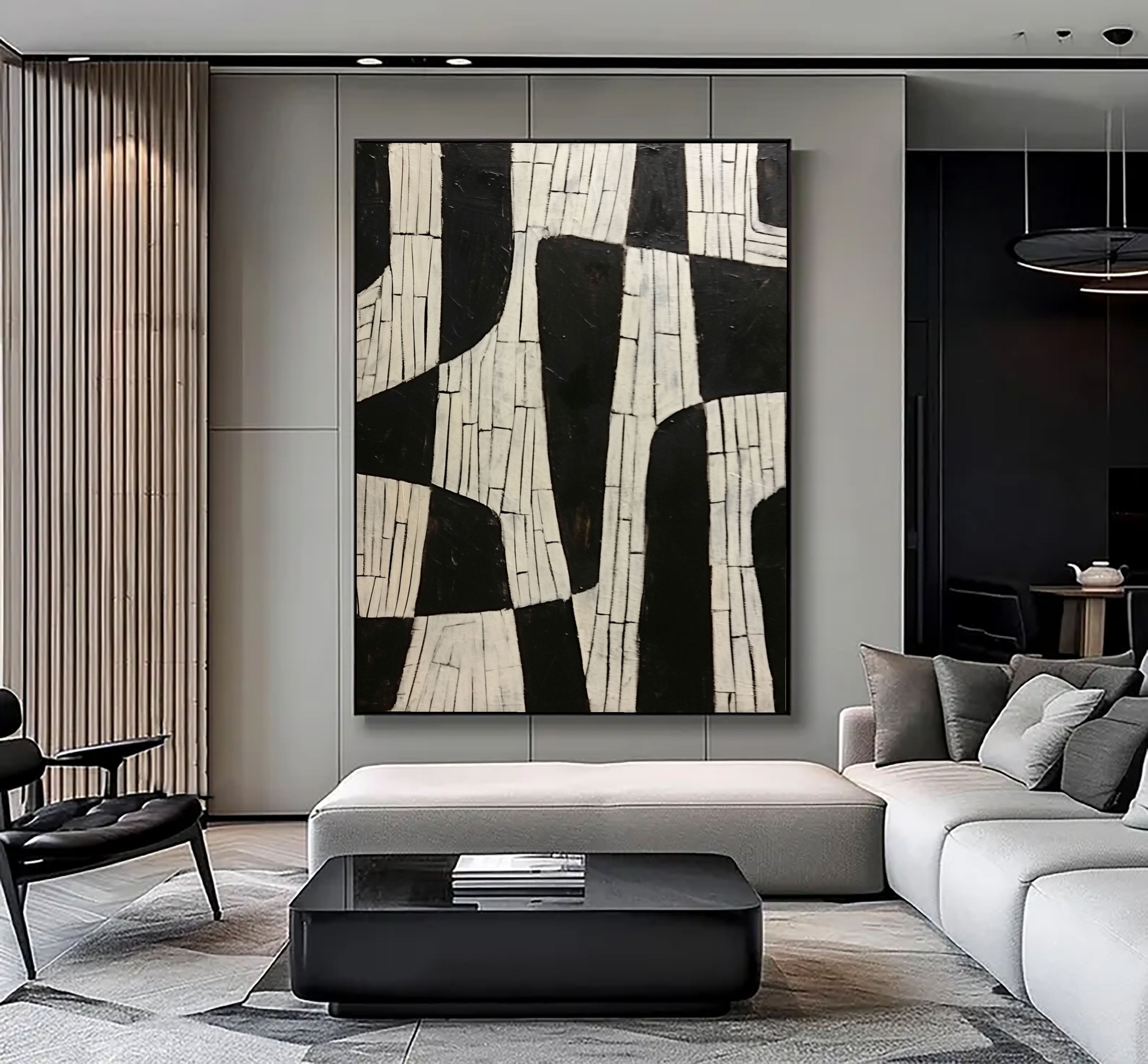 Textured Geometric Rhythm | Black White