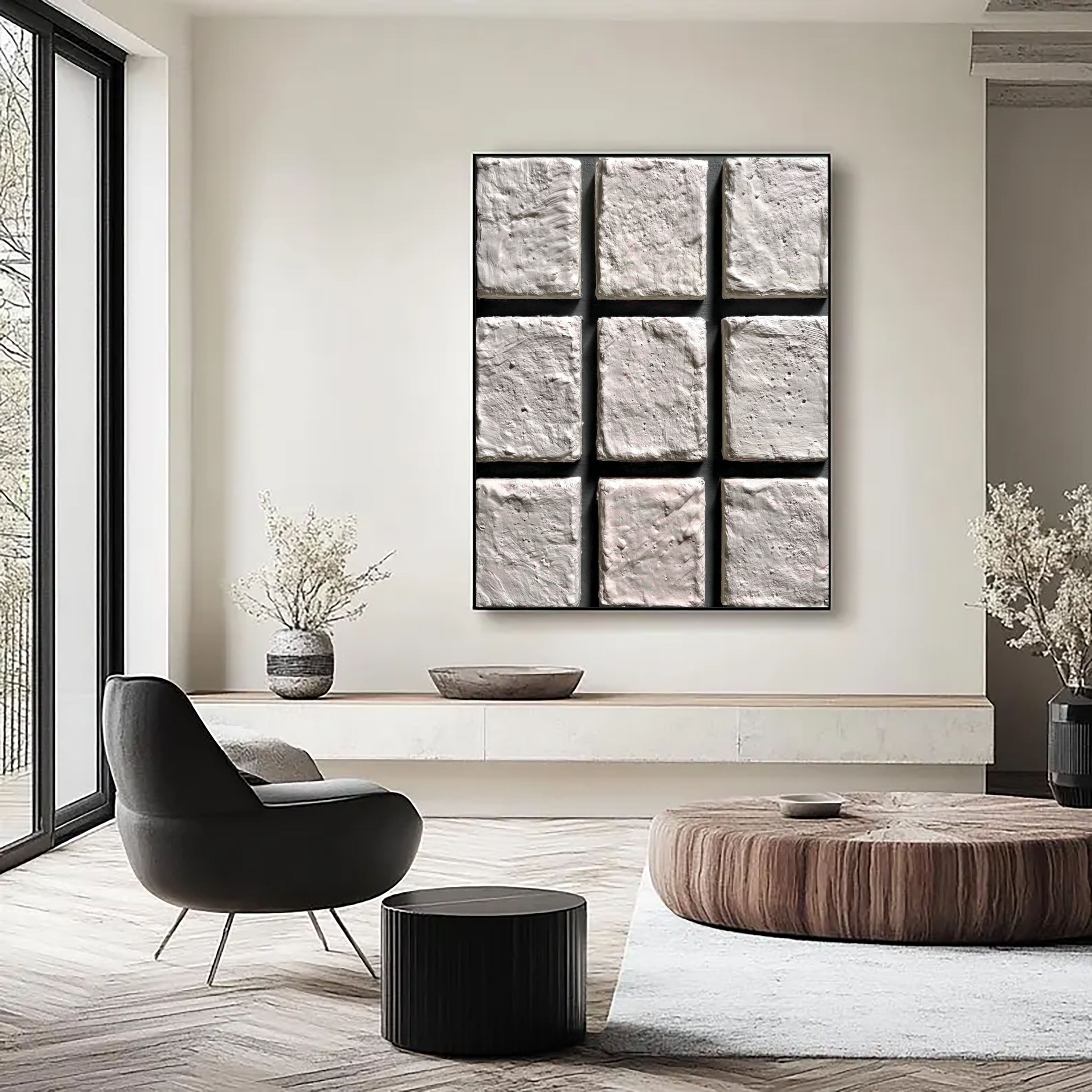 Textured Grid Serenity | White Panels