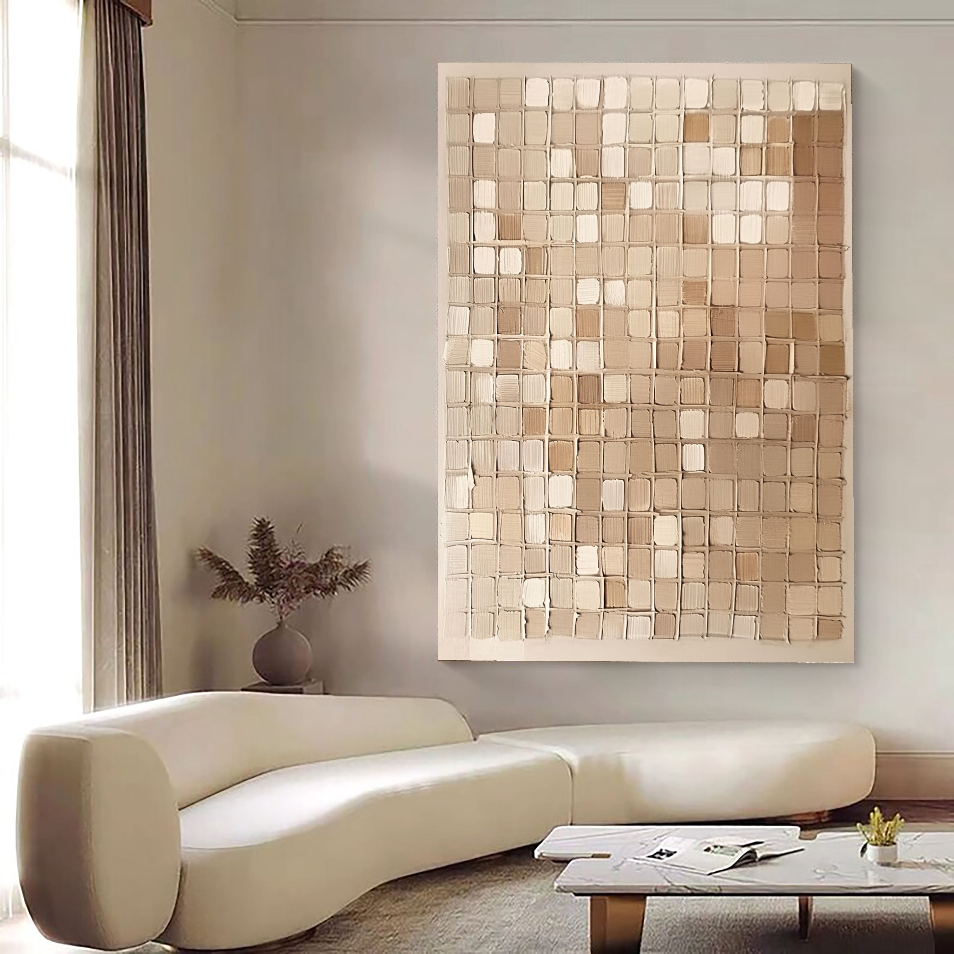 Textured Grid Elegance | Beige Tones